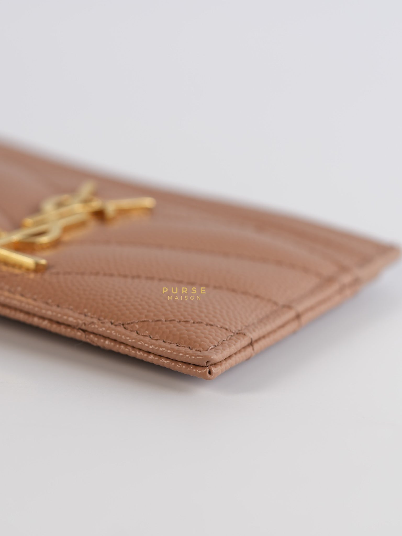 Card Holder Peach Matelasse Leather Monogram Gold Hardware | Purse Maison Luxury Bags Shop