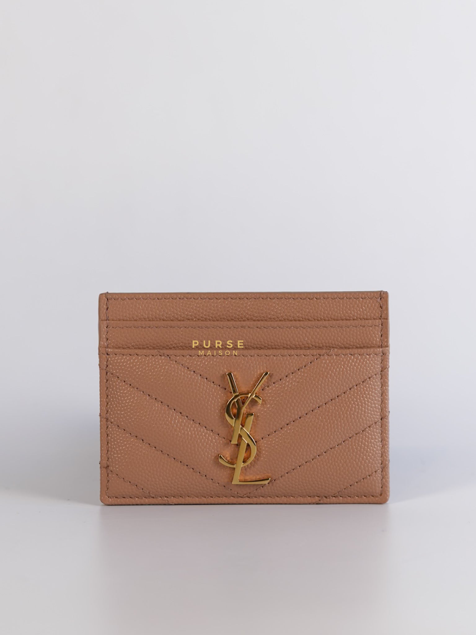 Card Holder Peach Matelasse Leather Monogram Gold Hardware | Purse Maison Luxury Bags Shop