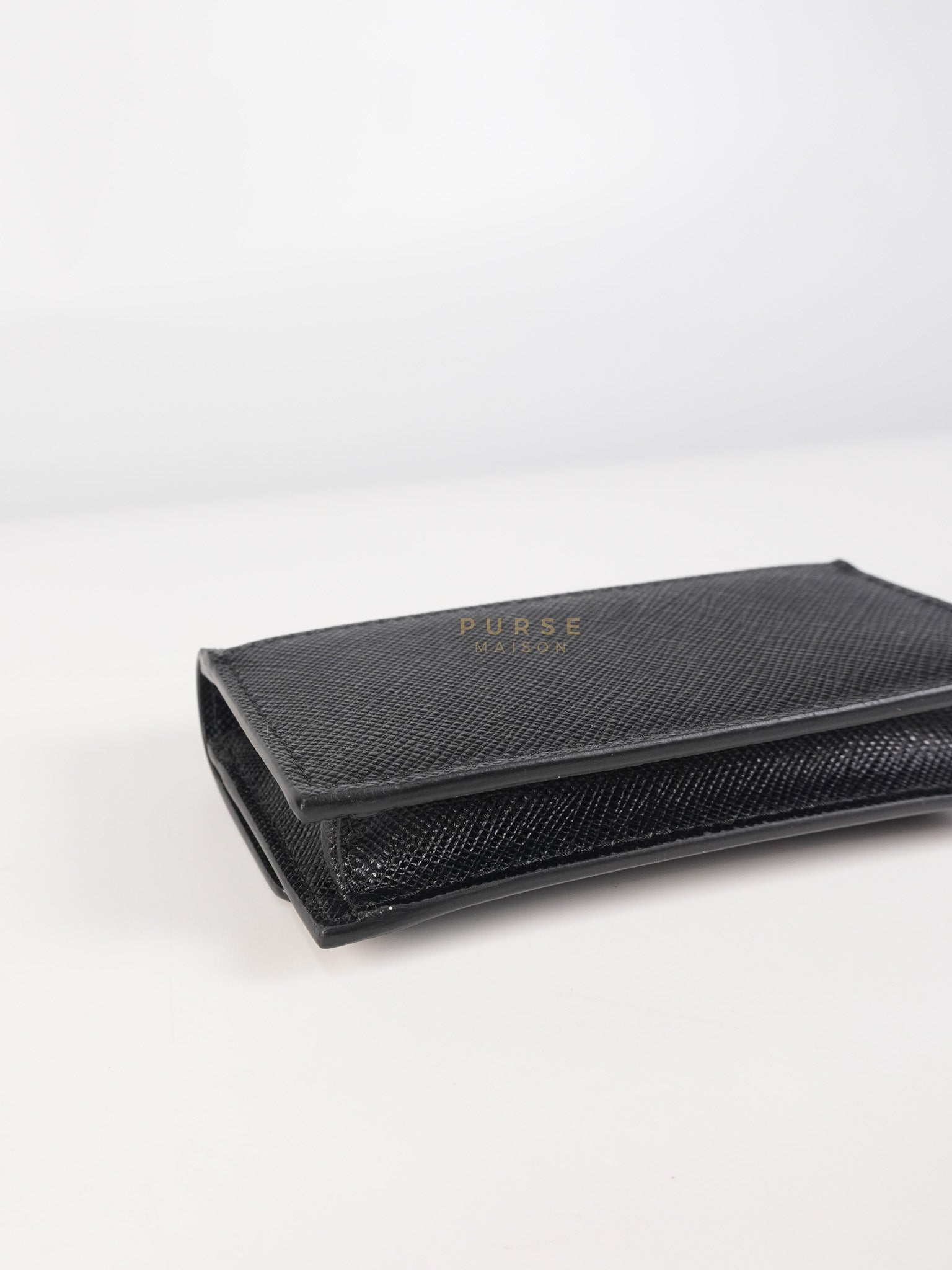 Card Holder in Black Saffiano Leather Silver Hardware | Purse Maison Luxury Bags Shop