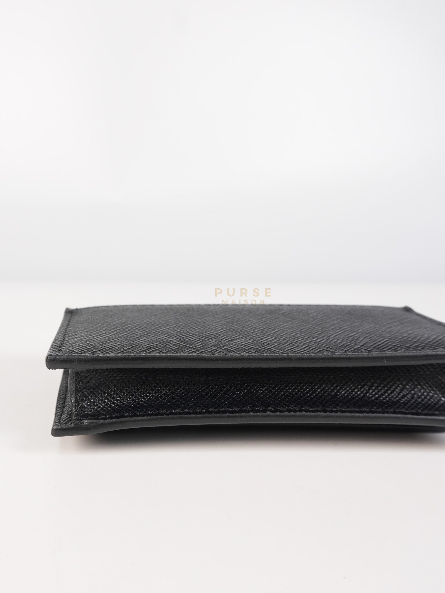 Card Holder in Black Saffiano Leather Silver Hardware | Purse Maison Luxury Bags Shop