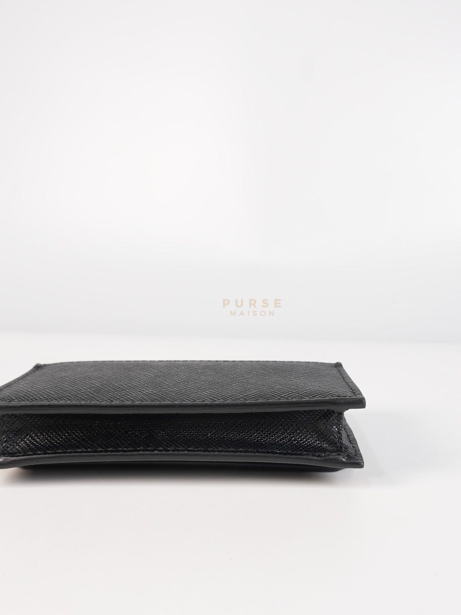 Card Holder in Black Saffiano Leather Silver Hardware | Purse Maison Luxury Bags Shop