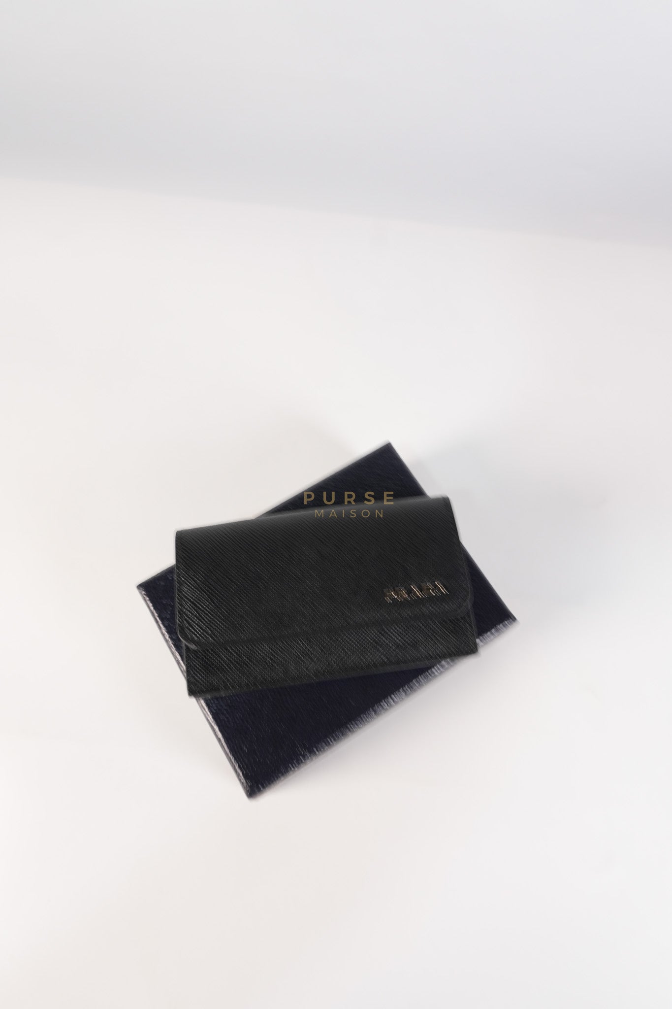 Card Holder in Black Saffiano Leather Silver Hardware | Purse Maison Luxury Bags Shop