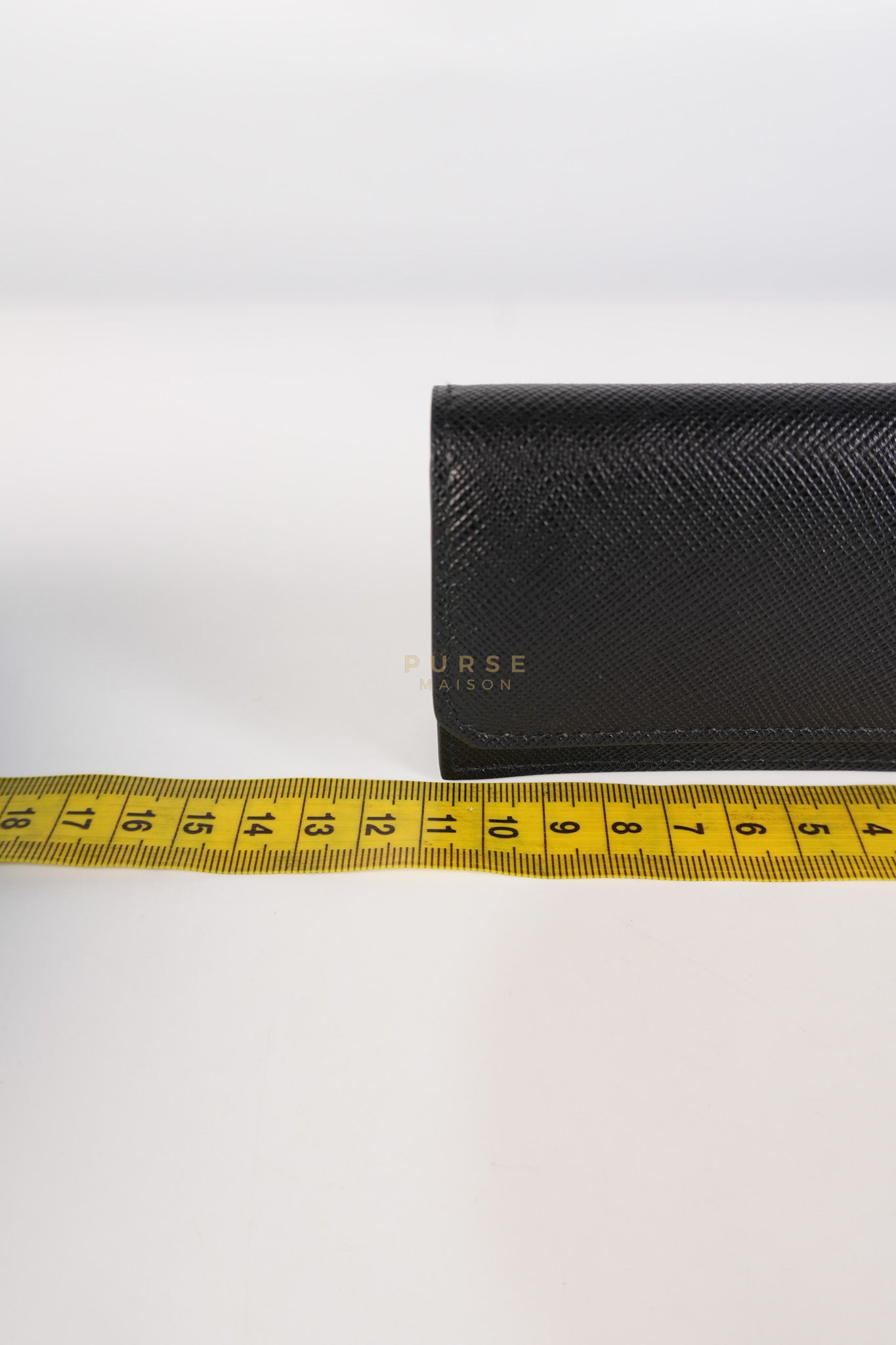 Card Holder in Black Saffiano Leather Silver Hardware | Purse Maison Luxury Bags Shop