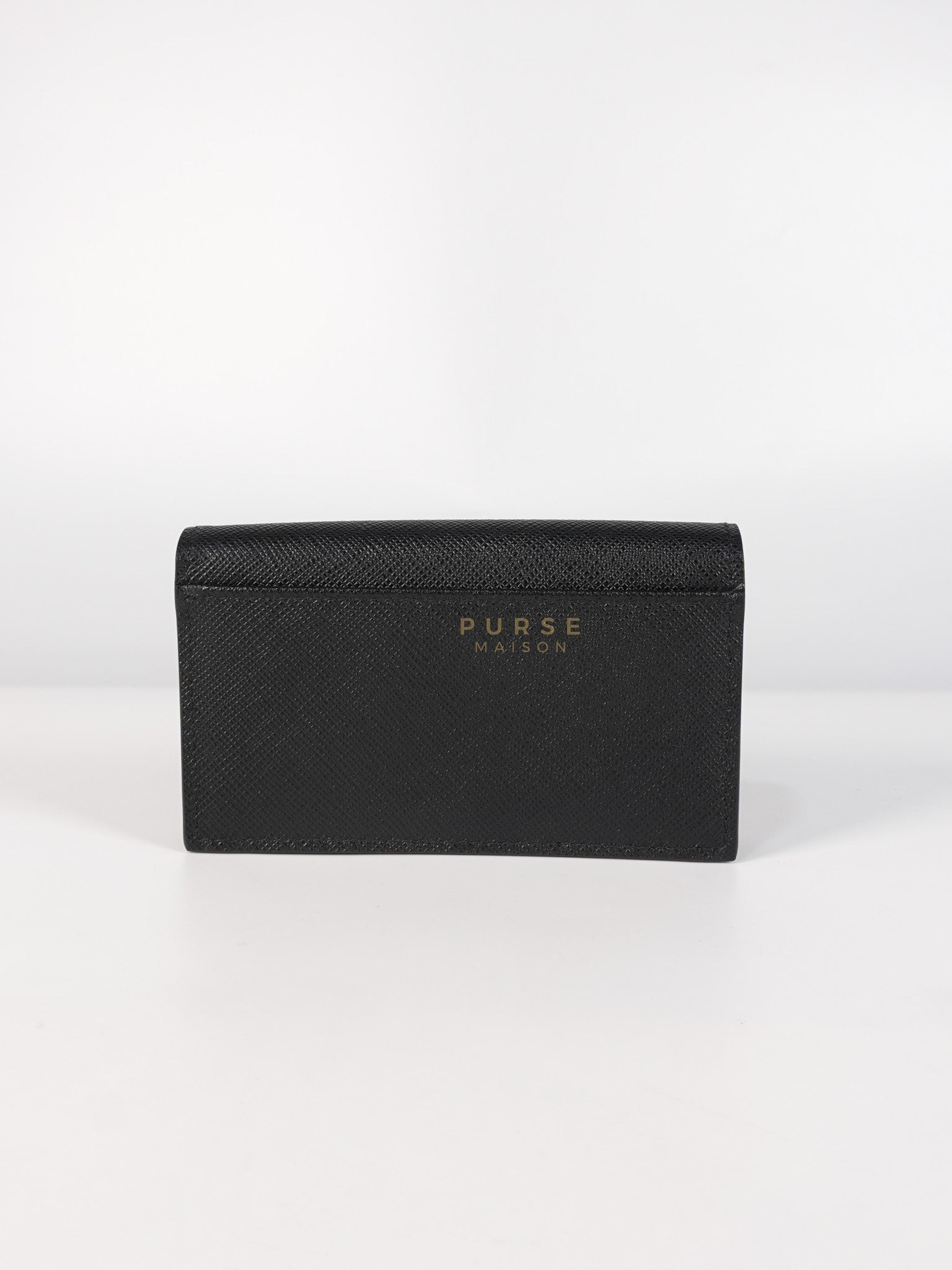 Card Holder in Black Saffiano Leather Silver Hardware | Purse Maison Luxury Bags Shop