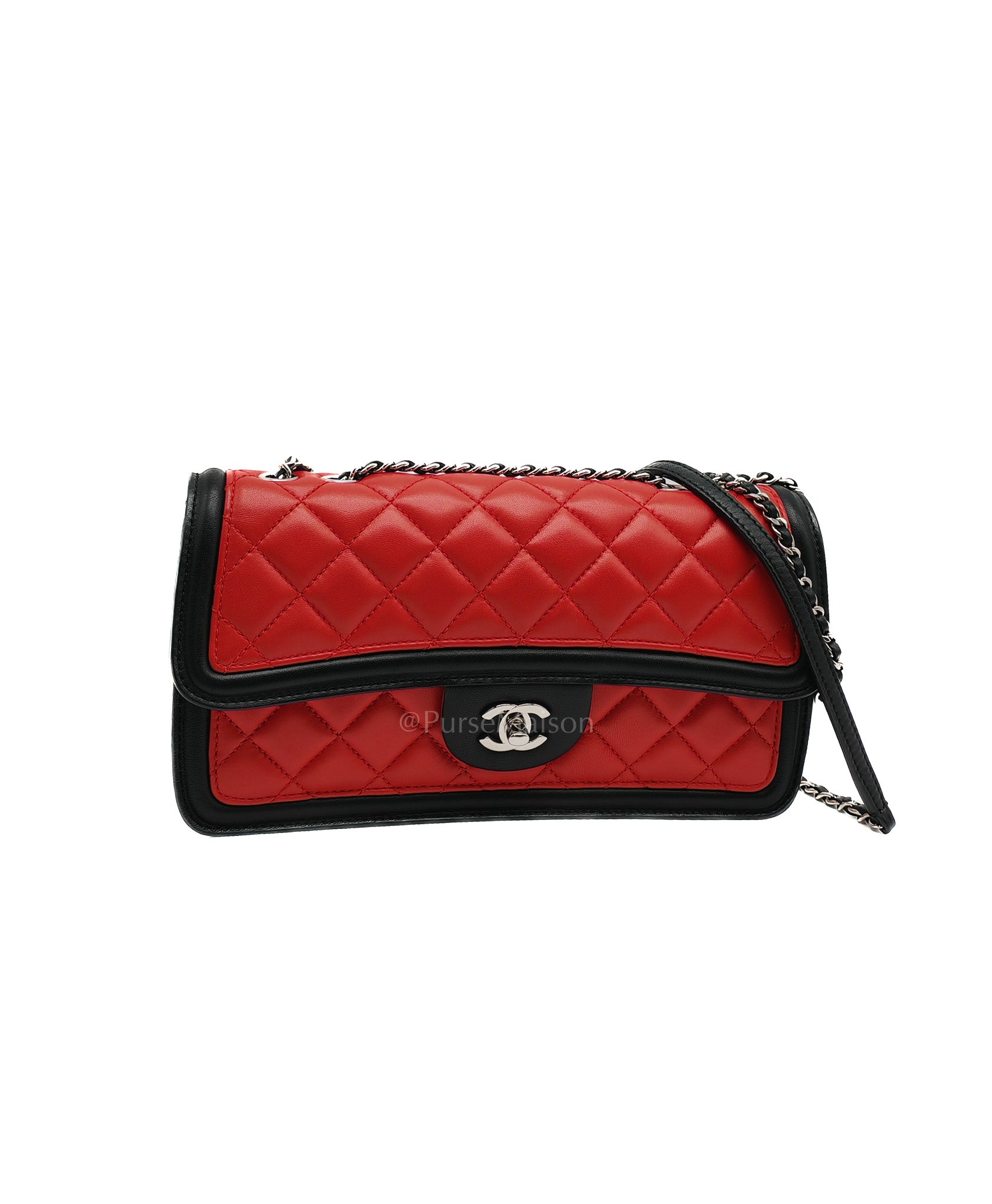 Chanel Graphic Flap Bag in Tri-Color Lambskin Leather & Silver Hardware Series 17
