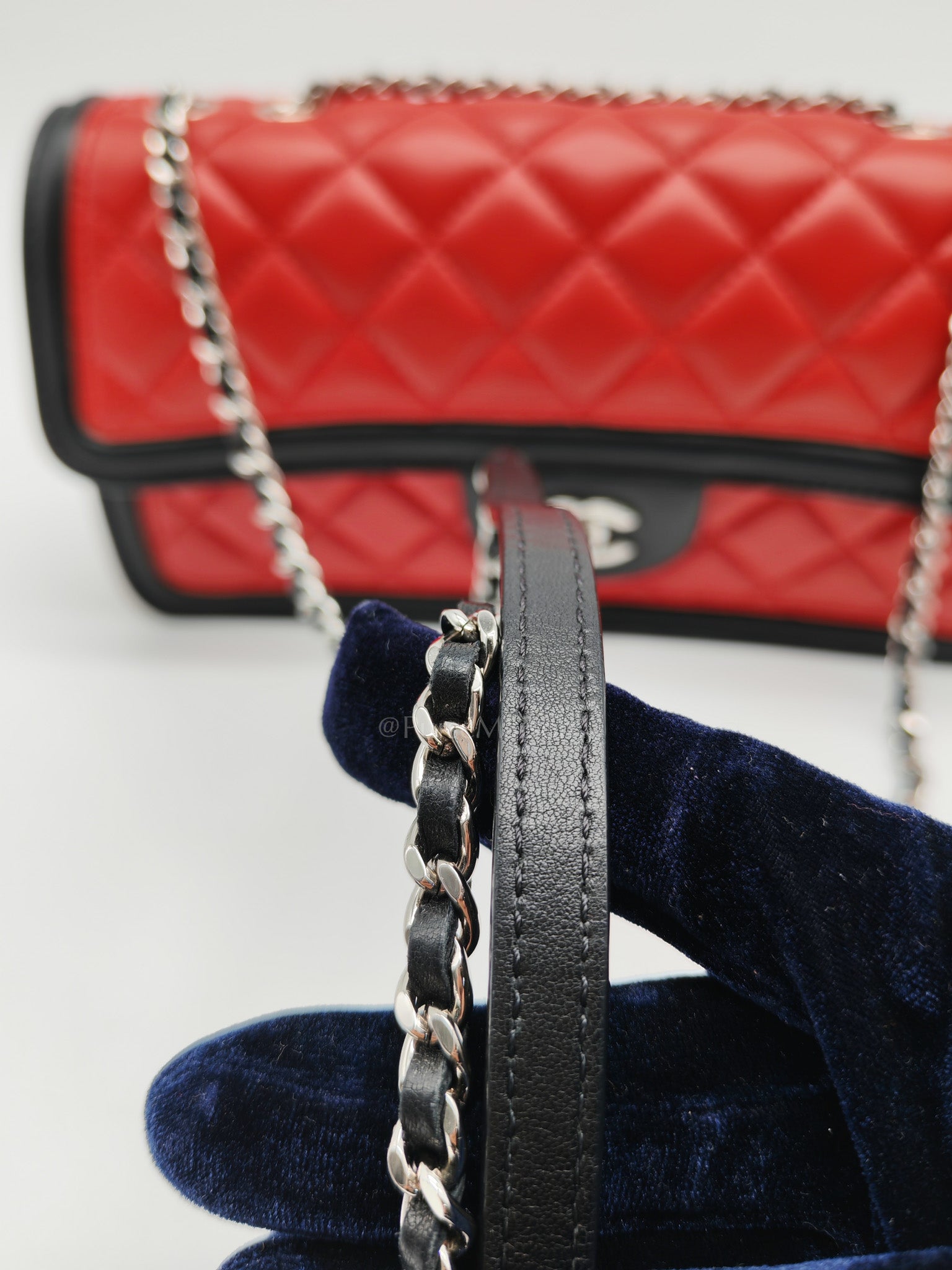 Chanel Graphic Flap Bag in Tri-Color Lambskin Leather & Silver Hardware Series 17