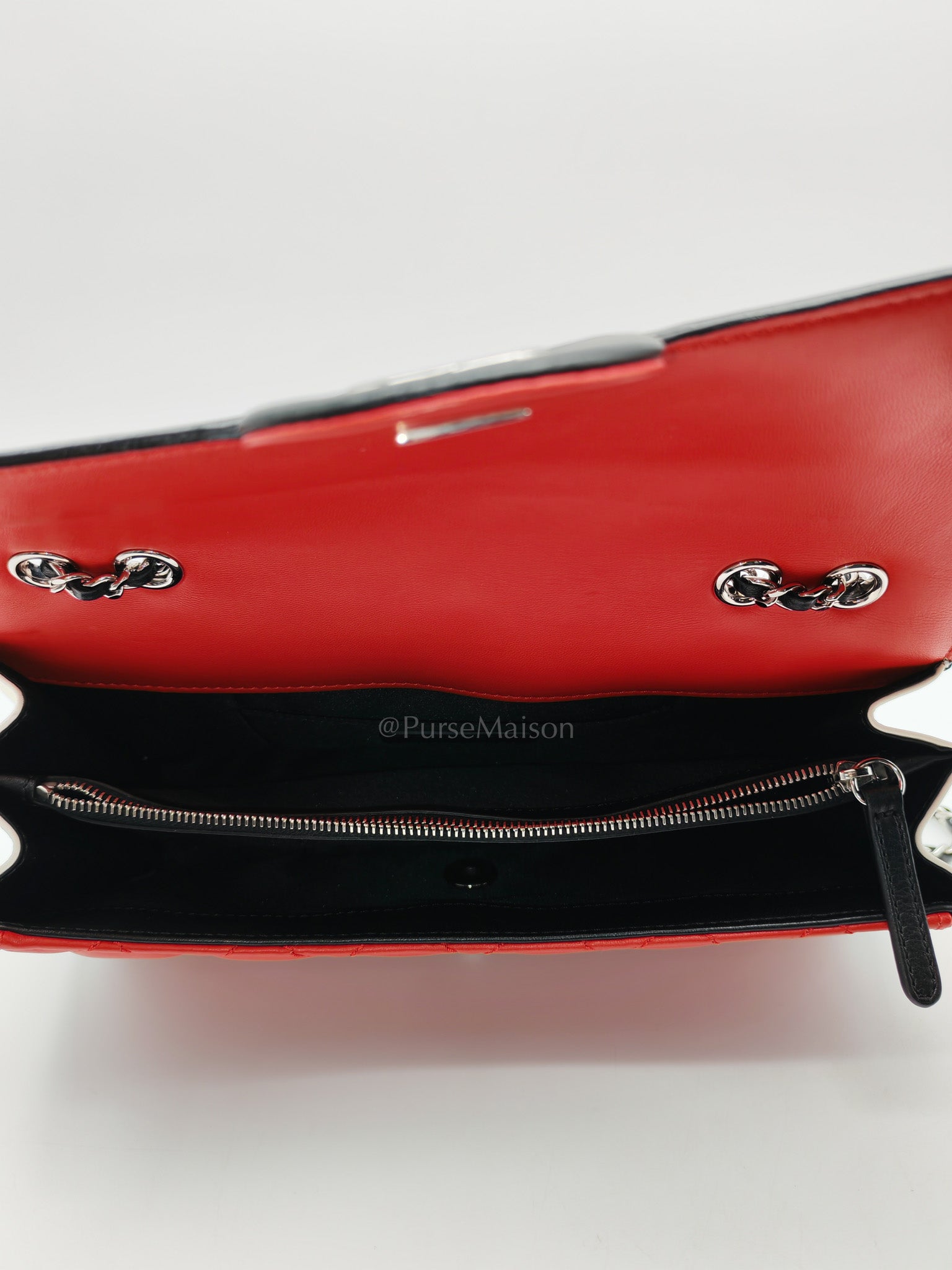 Chanel Graphic Flap Bag in Tri-Color Lambskin Leather & Silver Hardware Series 17