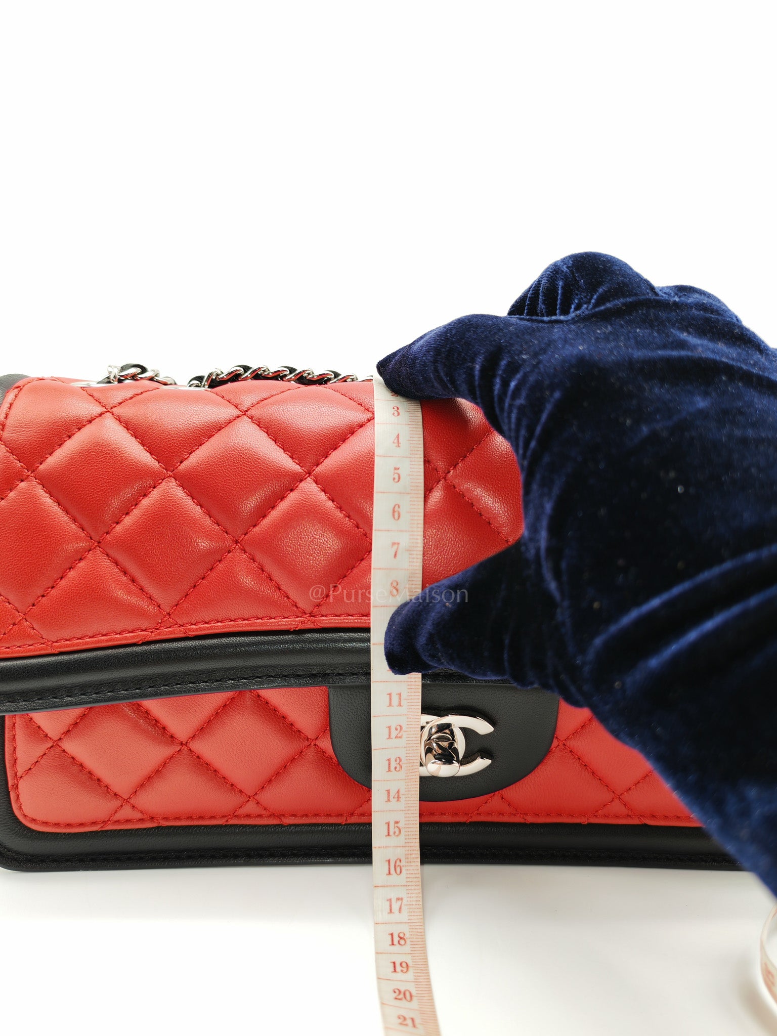 Chanel Graphic Flap Bag in Tri-Color Lambskin Leather & Silver Hardware Series 17