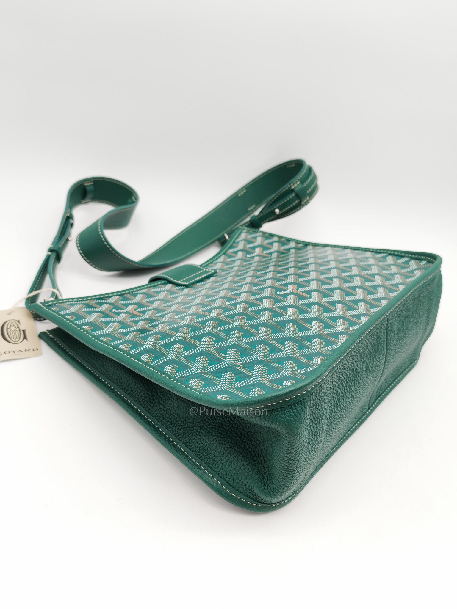 Sac Musette Crossbody Bag PM in Green Goyardine Canvas