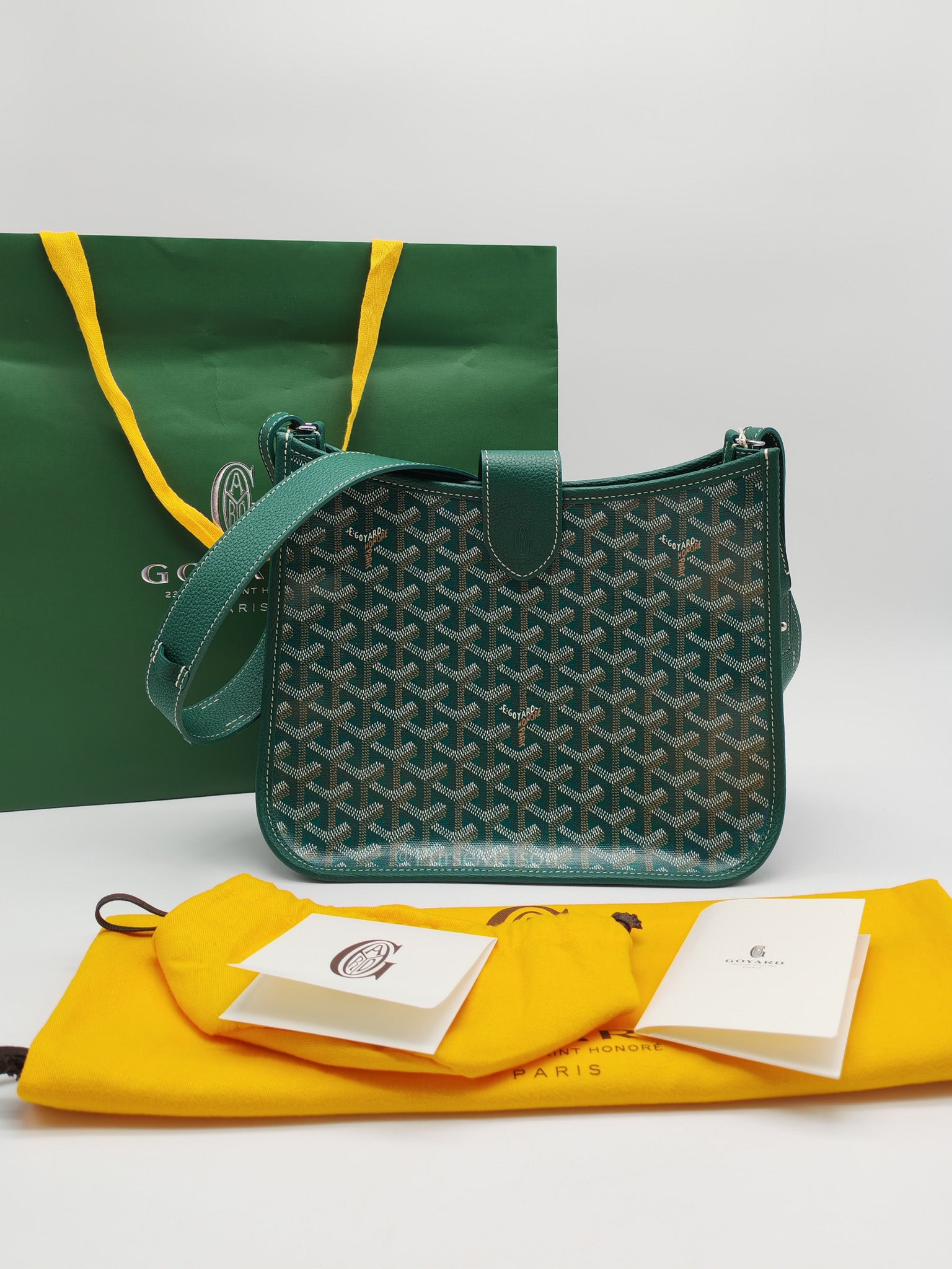 Sac Musette Crossbody Bag PM in Green Goyardine Canvas