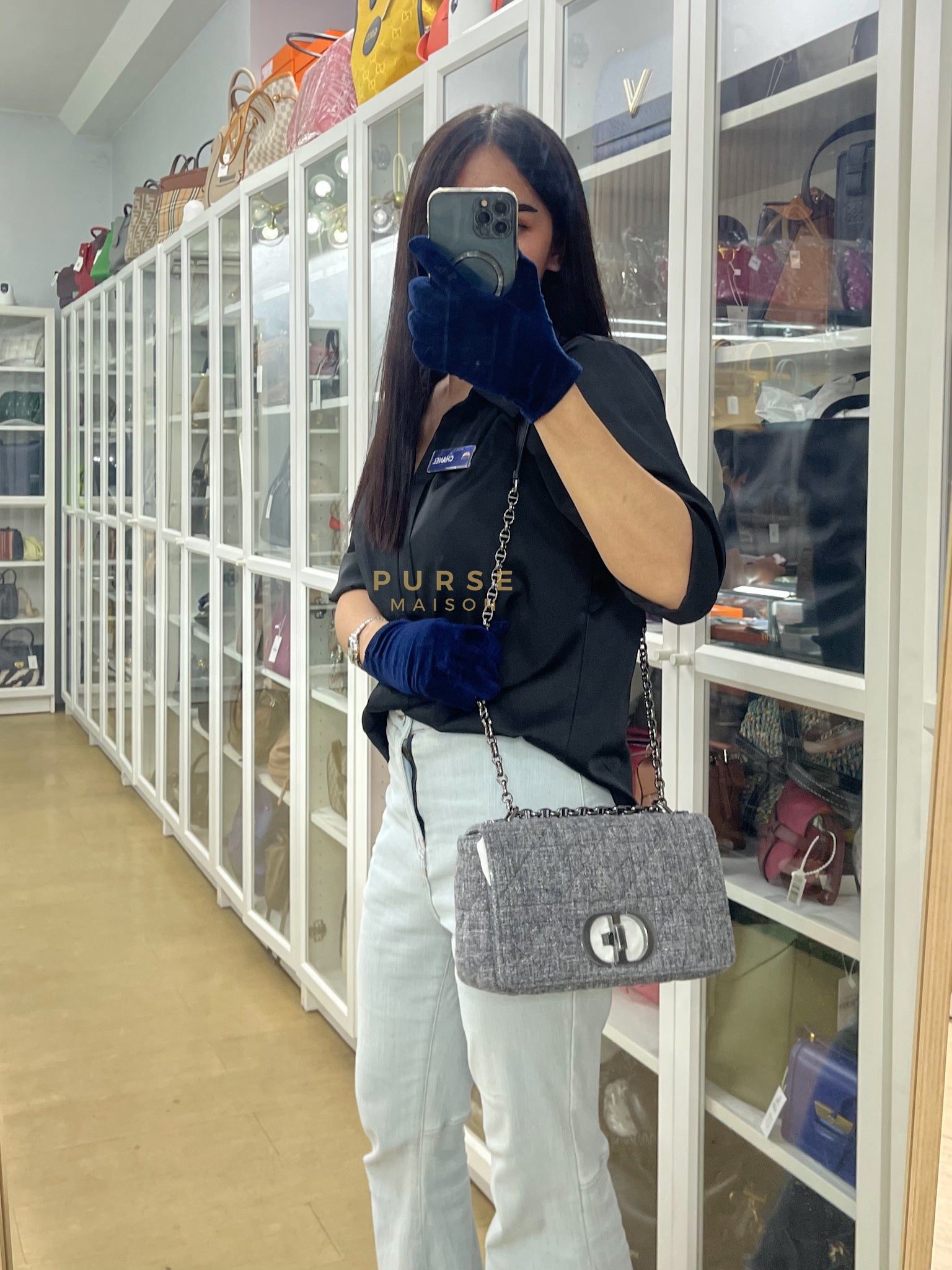 Caro Bag Medium in Macrocannage Quilted Linen | Purse Maison Luxury Bags Shop