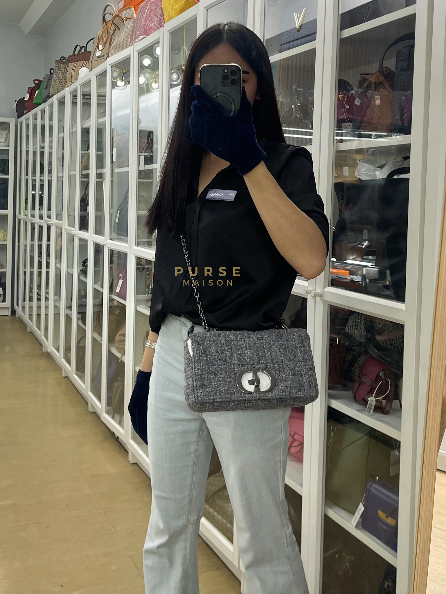 Caro Bag Medium in Macrocannage Quilted Linen | Purse Maison Luxury Bags Shop