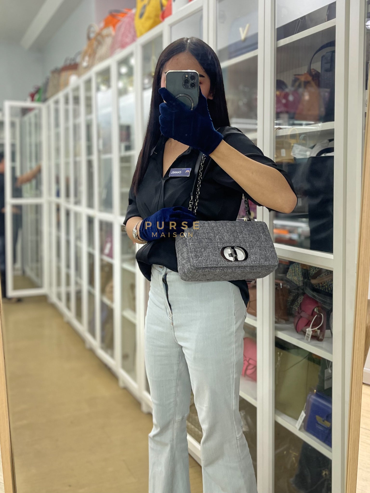 Caro Bag Medium in Macrocannage Quilted Linen | Purse Maison Luxury Bags Shop