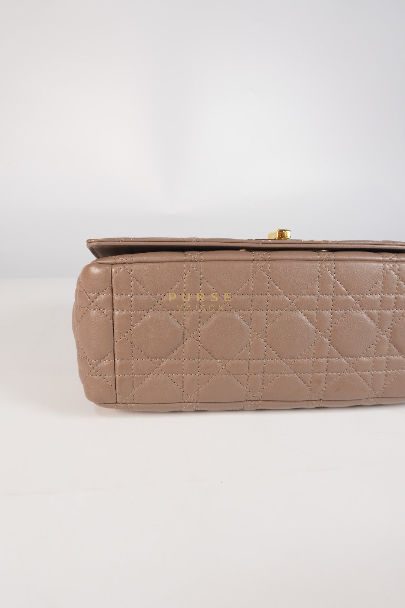 Caro Bag Medium in Warm Taupe Supple Cannage Calfskin Leather & Gold Hardware | Purse Maison Luxury Bags Shop