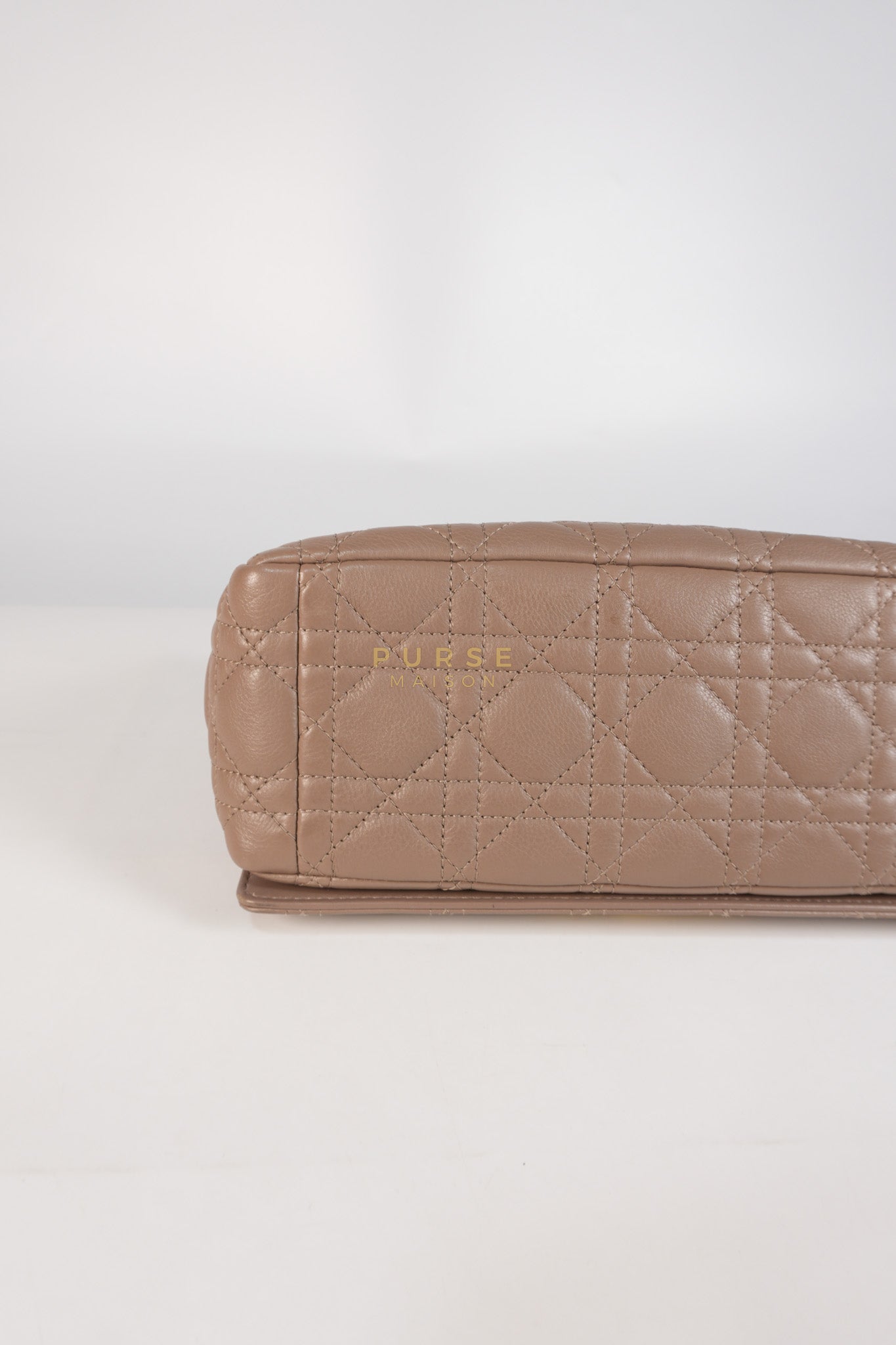 Caro Bag Medium in Warm Taupe Supple Cannage Calfskin Leather & Gold Hardware | Purse Maison Luxury Bags Shop