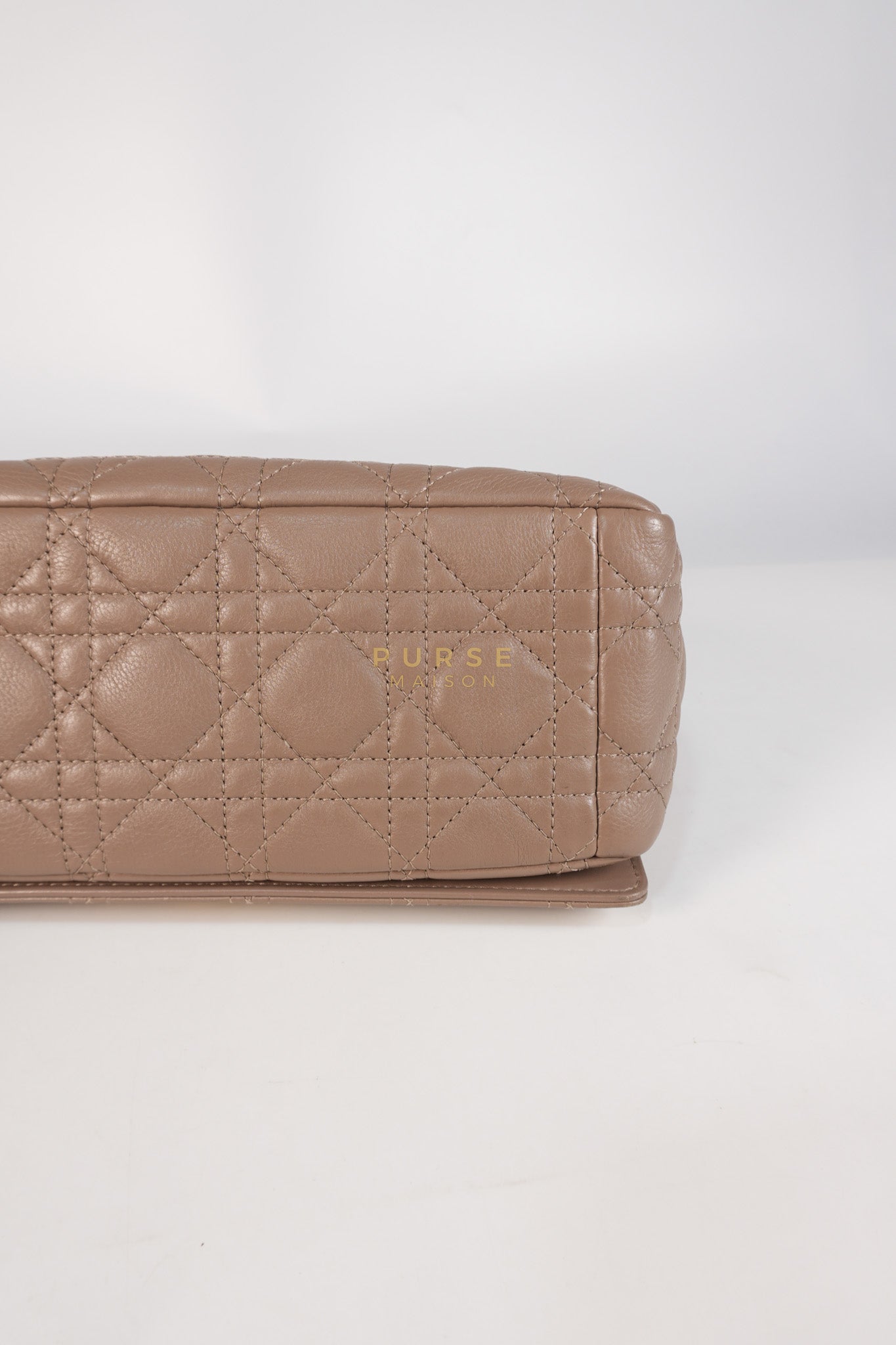 Caro Bag Medium in Warm Taupe Supple Cannage Calfskin Leather & Gold Hardware | Purse Maison Luxury Bags Shop