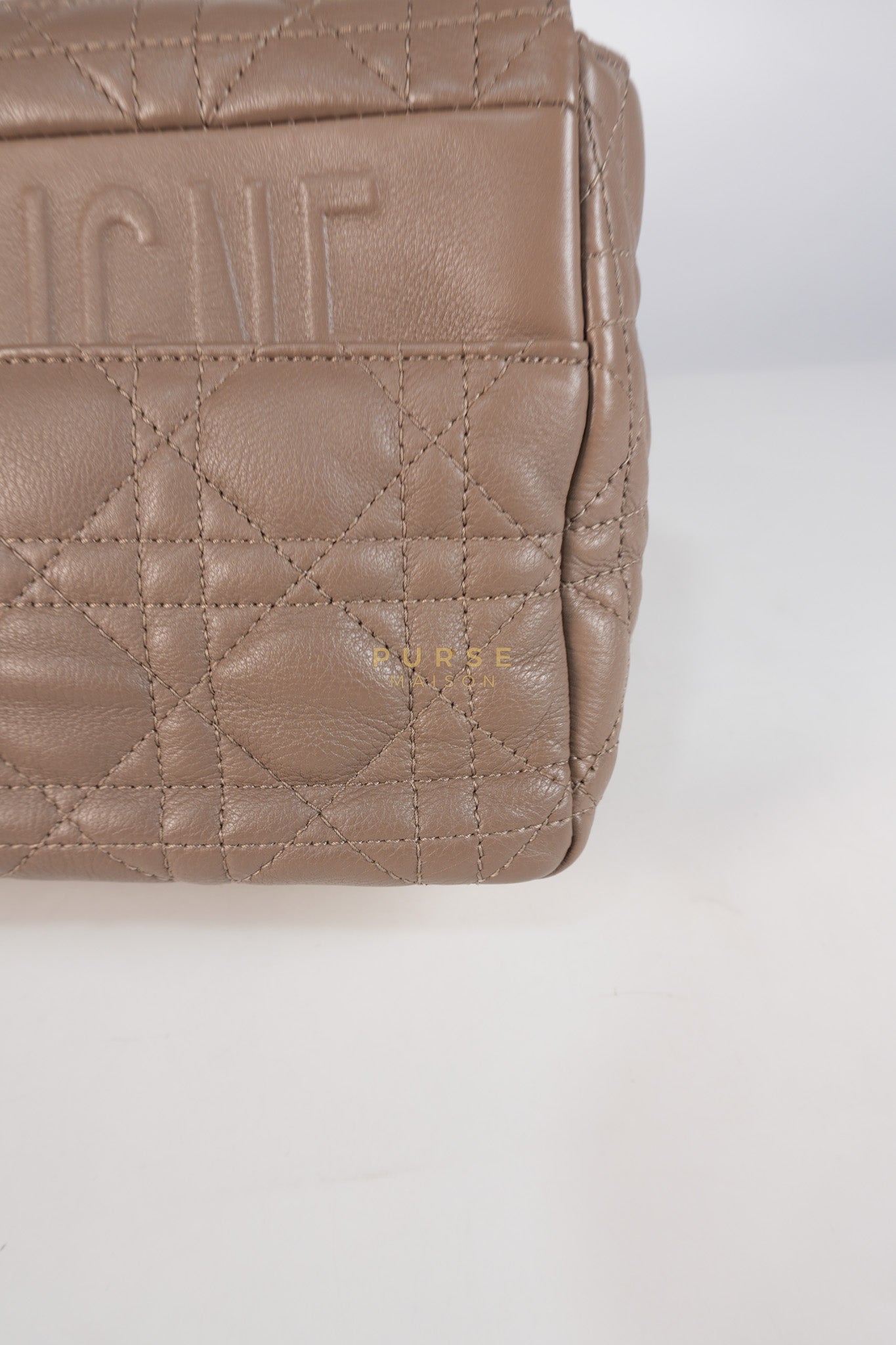 Caro Bag Medium in Warm Taupe Supple Cannage Calfskin Leather & Gold Hardware | Purse Maison Luxury Bags Shop