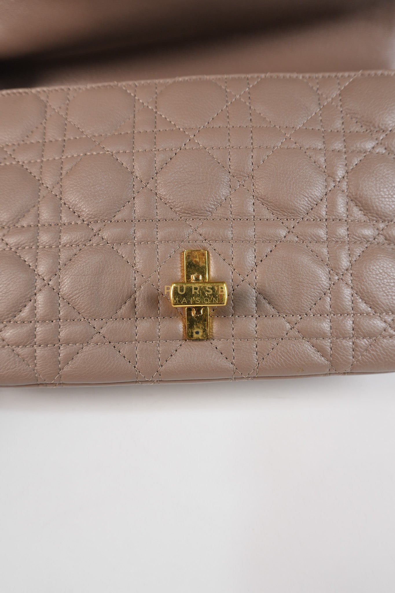 Caro Bag Medium in Warm Taupe Supple Cannage Calfskin Leather & Gold Hardware | Purse Maison Luxury Bags Shop