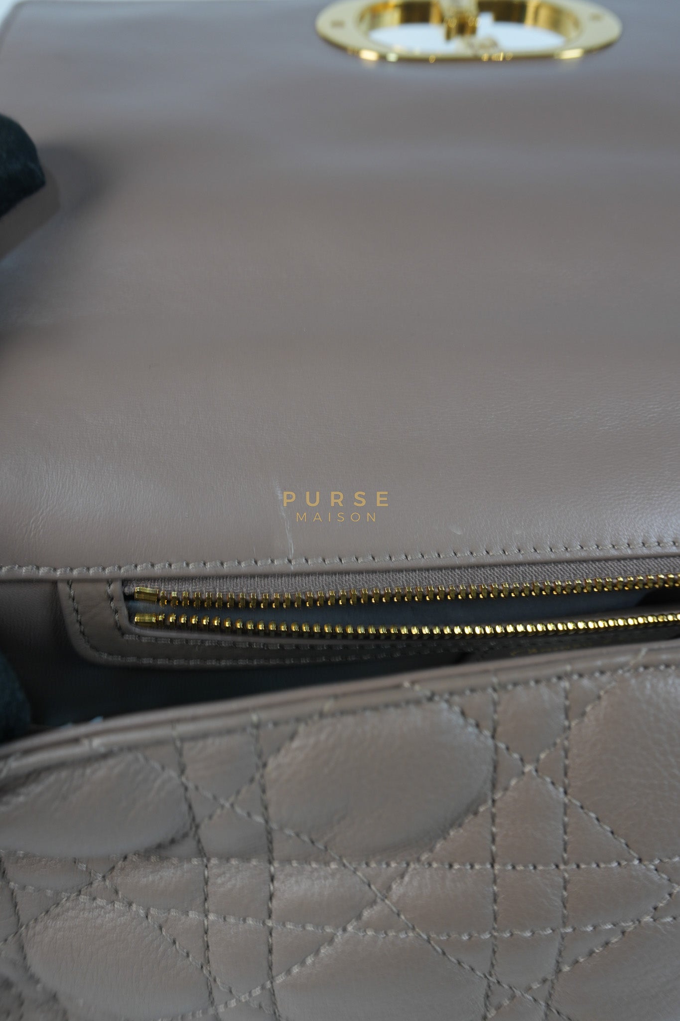 Caro Bag Medium in Warm Taupe Supple Cannage Calfskin Leather & Gold Hardware | Purse Maison Luxury Bags Shop