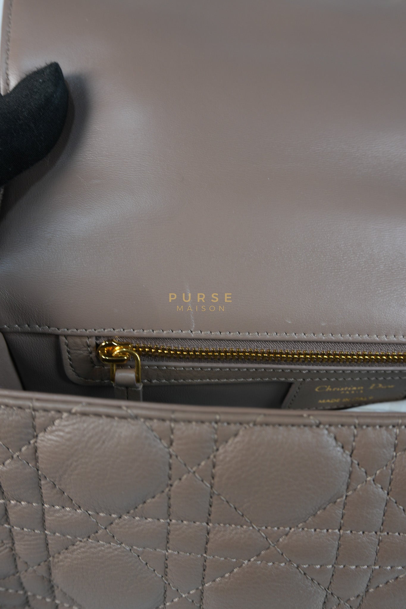 Caro Bag Medium in Warm Taupe Supple Cannage Calfskin Leather & Gold Hardware | Purse Maison Luxury Bags Shop