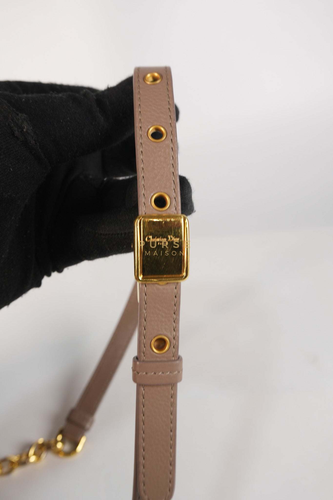 Caro Bag Medium in Warm Taupe Supple Cannage Calfskin Leather & Gold Hardware | Purse Maison Luxury Bags Shop