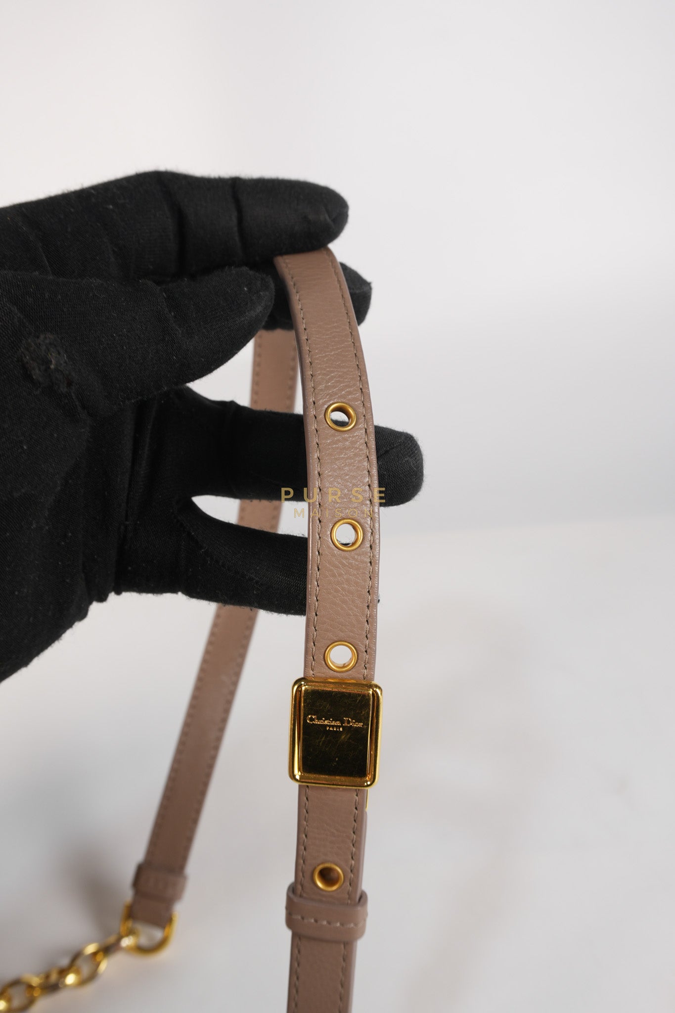 Caro Bag Medium in Warm Taupe Supple Cannage Calfskin Leather & Gold Hardware | Purse Maison Luxury Bags Shop