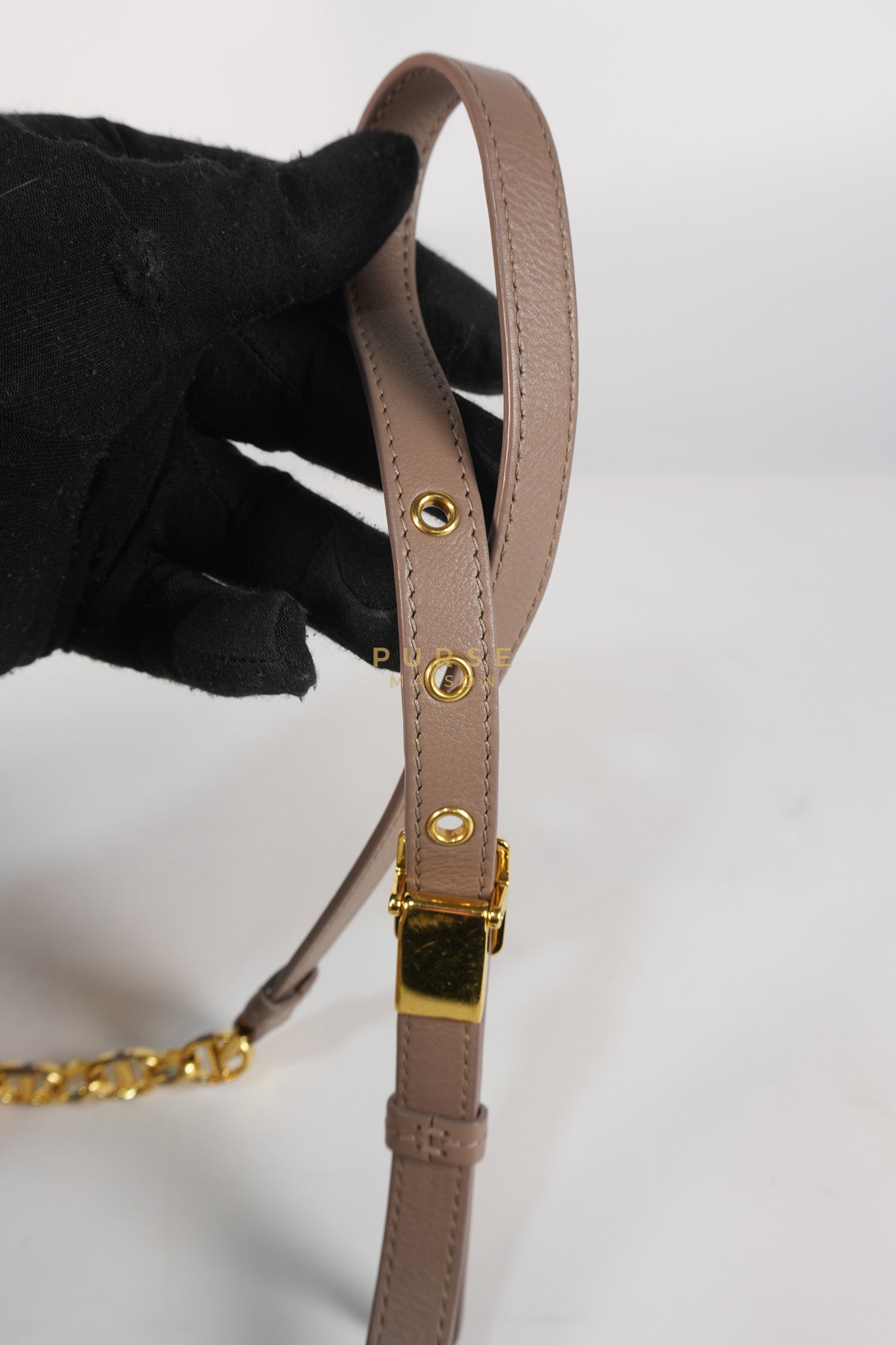 Caro Bag Medium in Warm Taupe Supple Cannage Calfskin Leather & Gold Hardware | Purse Maison Luxury Bags Shop