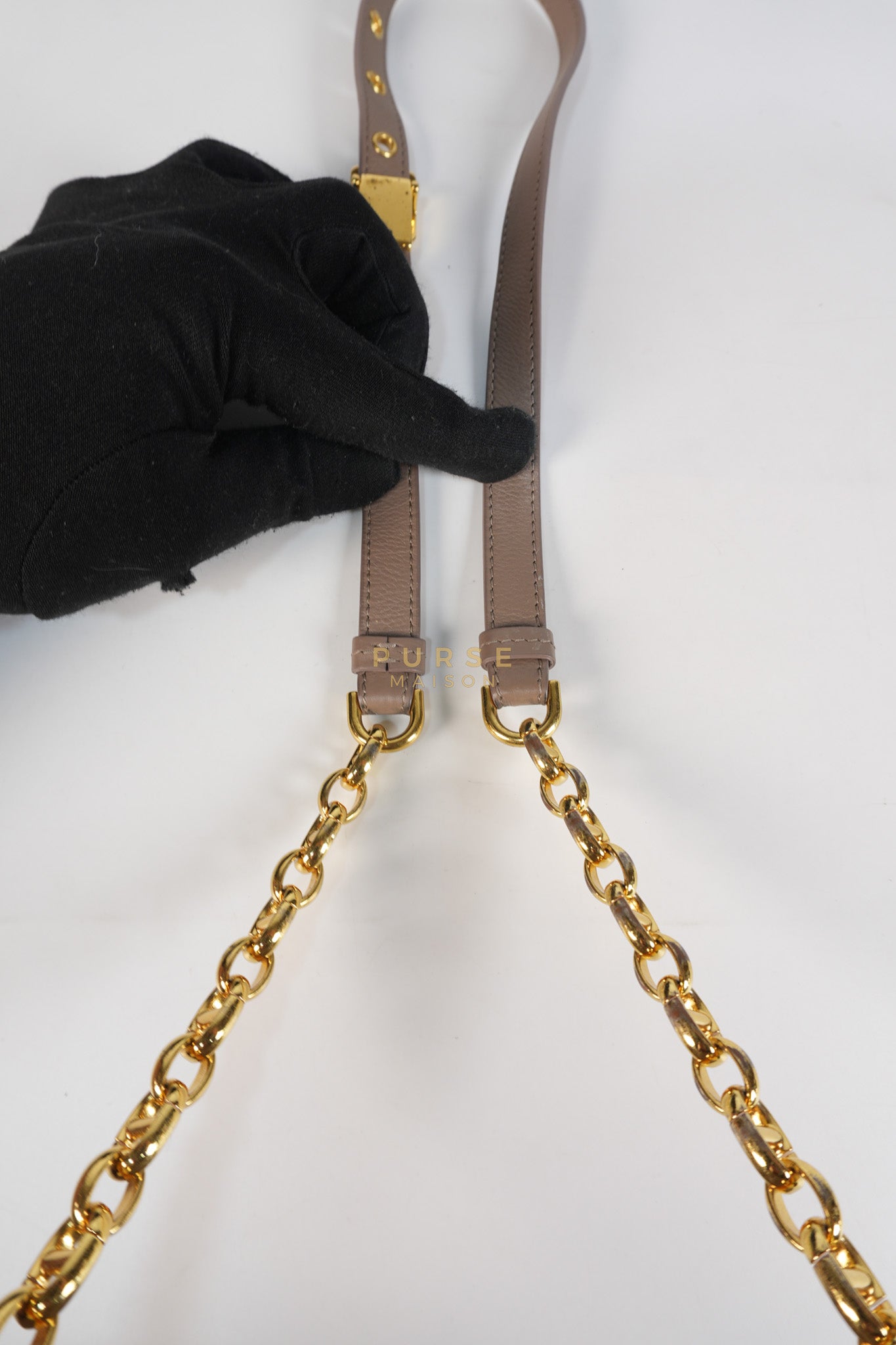 Caro Bag Medium in Warm Taupe Supple Cannage Calfskin Leather & Gold Hardware | Purse Maison Luxury Bags Shop