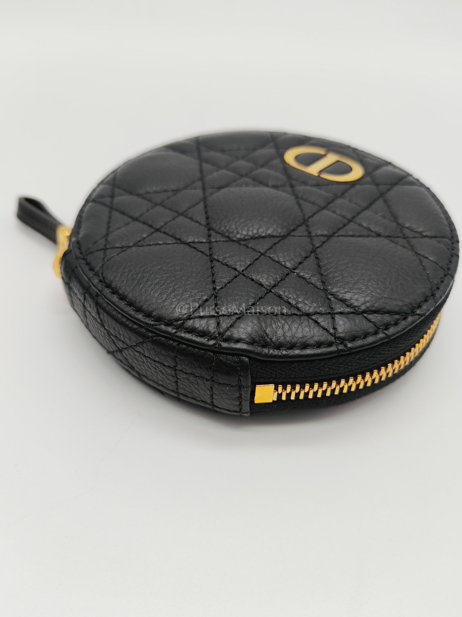 Caro Round Pouch in Black Cannage Calfskin Leather Chain Bag | Purse Maison Luxury Bags Shop