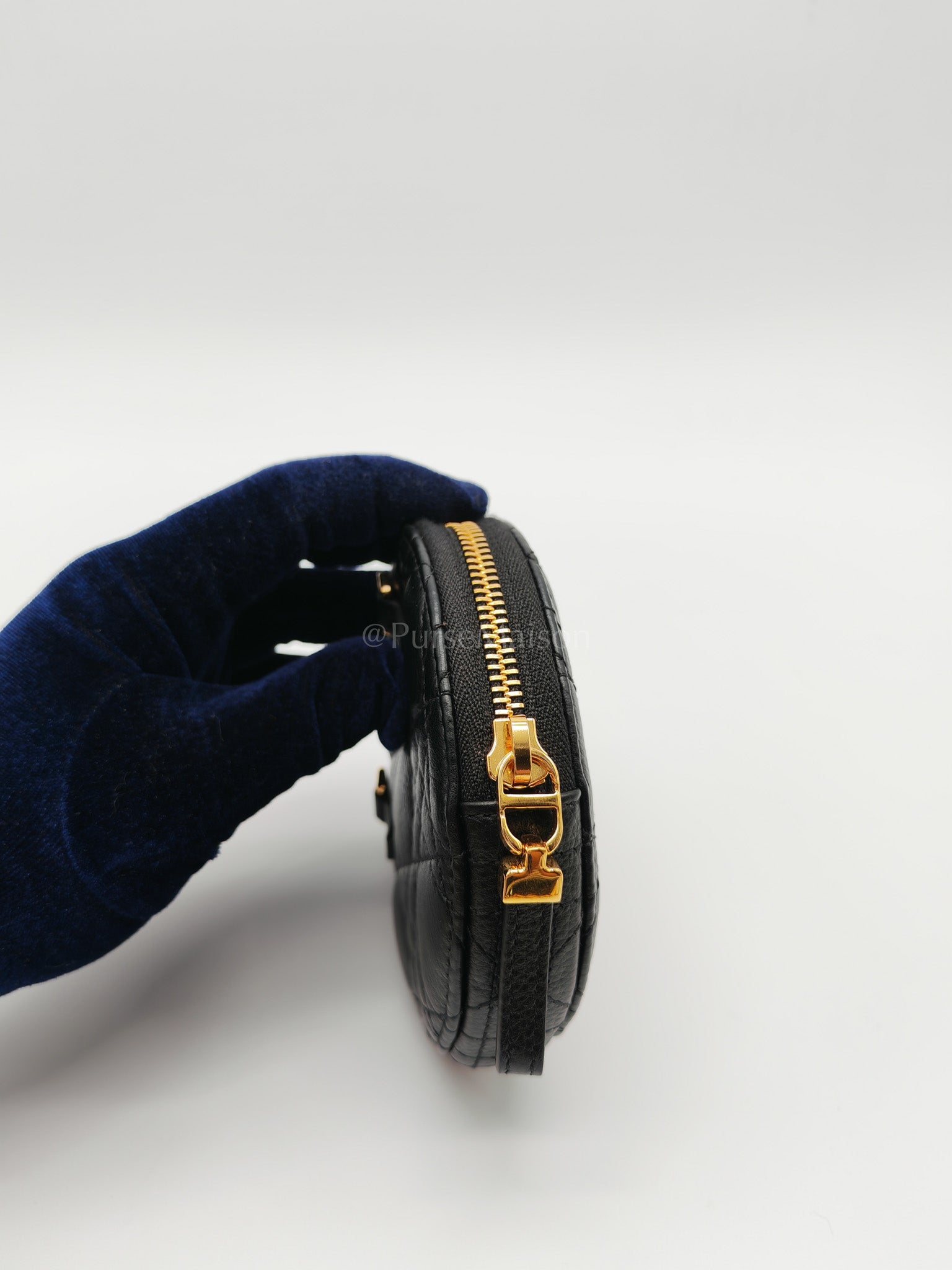 Caro Round Pouch in Black Cannage Calfskin Leather Chain Bag | Purse Maison Luxury Bags Shop