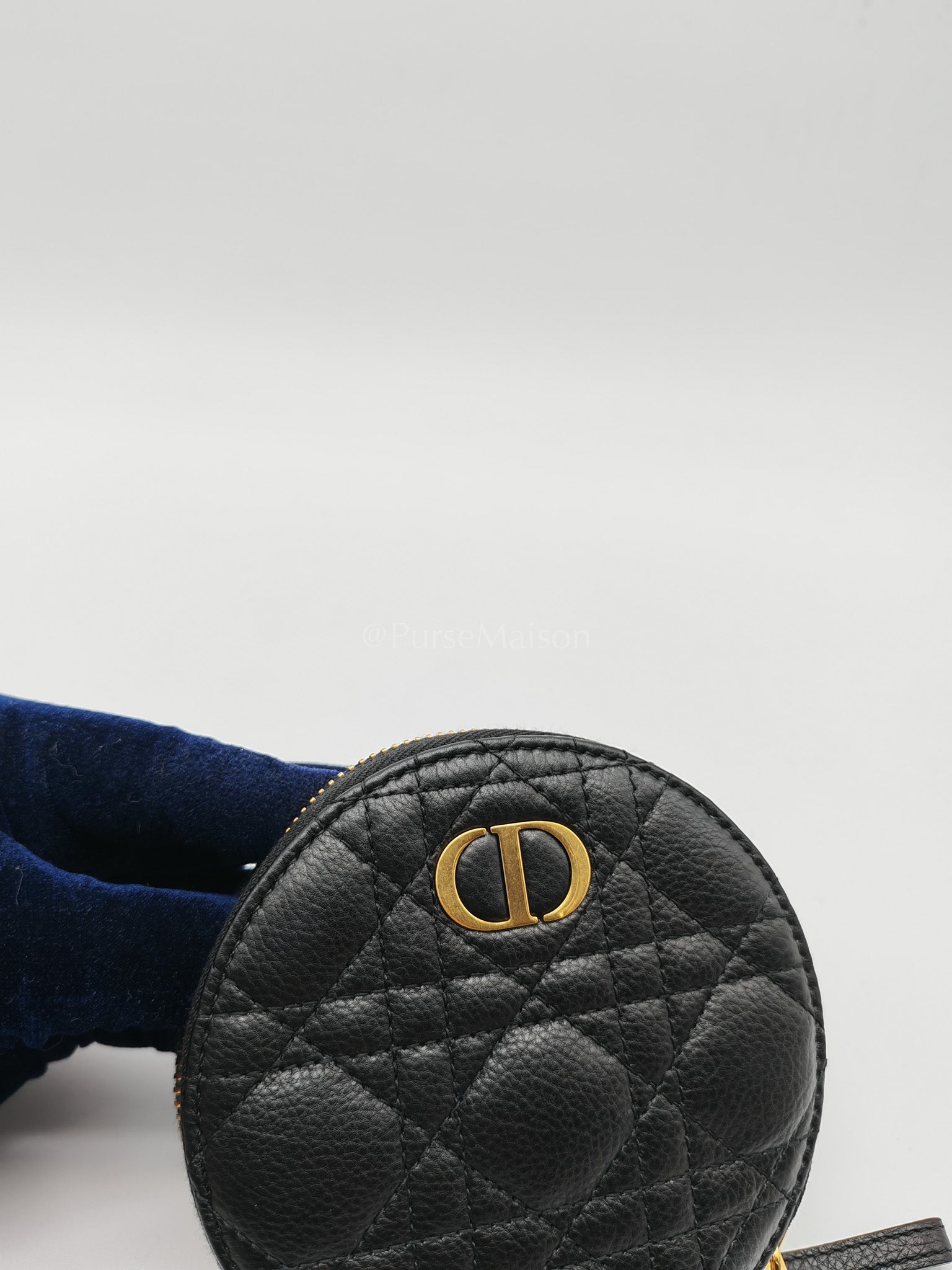 Caro Round Pouch in Black Cannage Calfskin Leather Chain Bag | Purse Maison Luxury Bags Shop