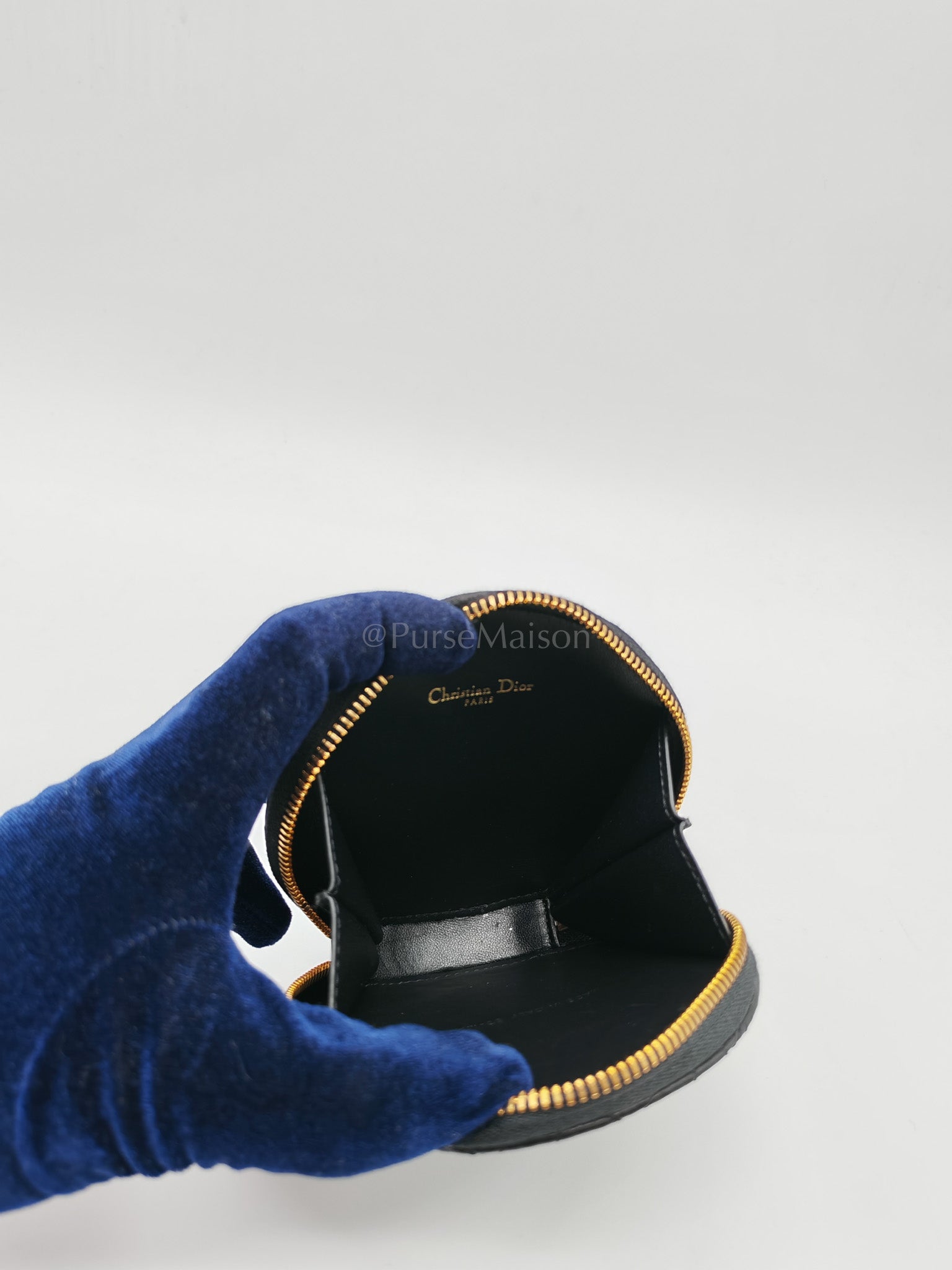 Caro Round Pouch in Black Cannage Calfskin Leather Chain Bag | Purse Maison Luxury Bags Shop