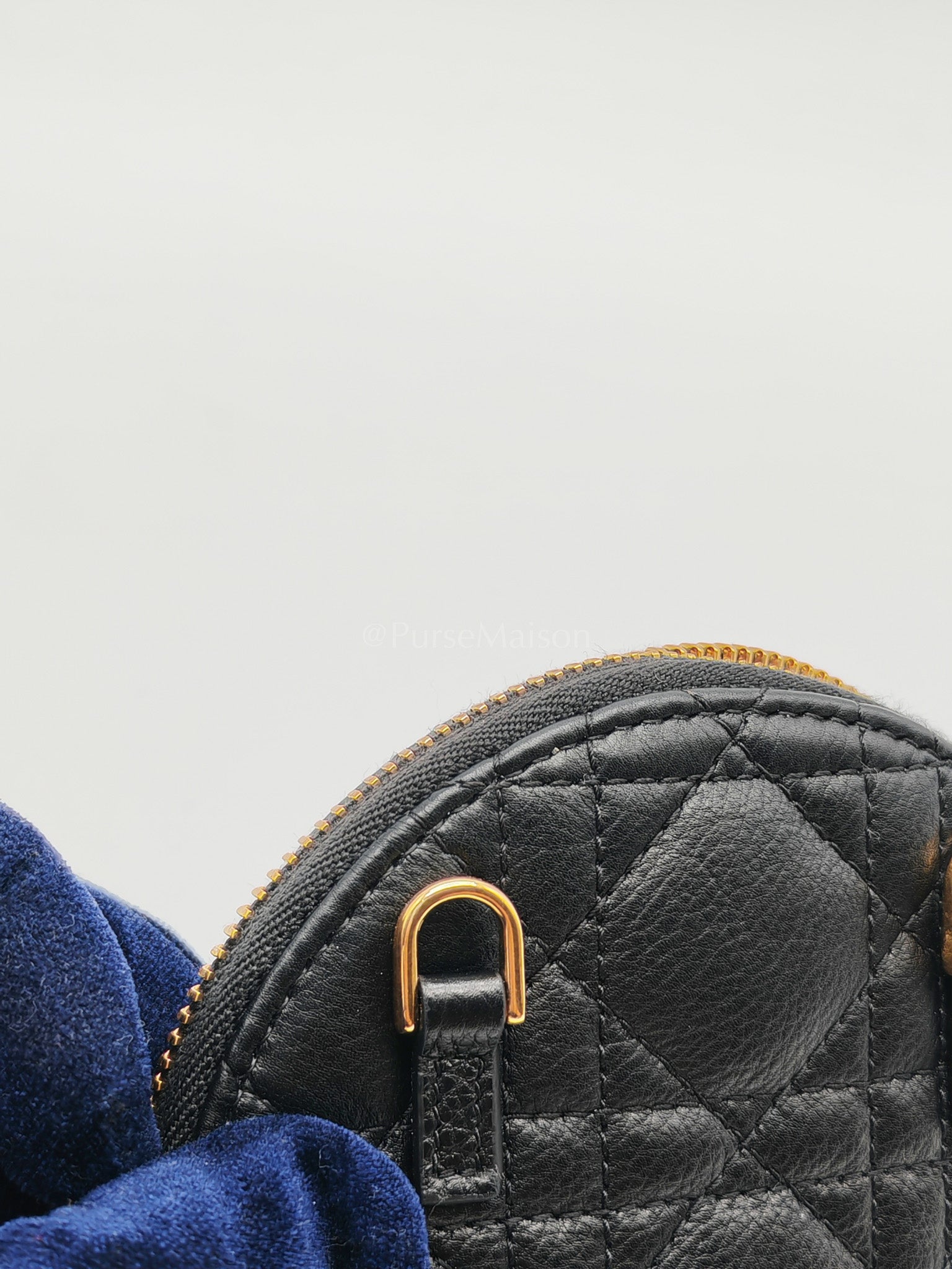 Caro Round Pouch in Black Cannage Calfskin Leather Chain Bag | Purse Maison Luxury Bags Shop