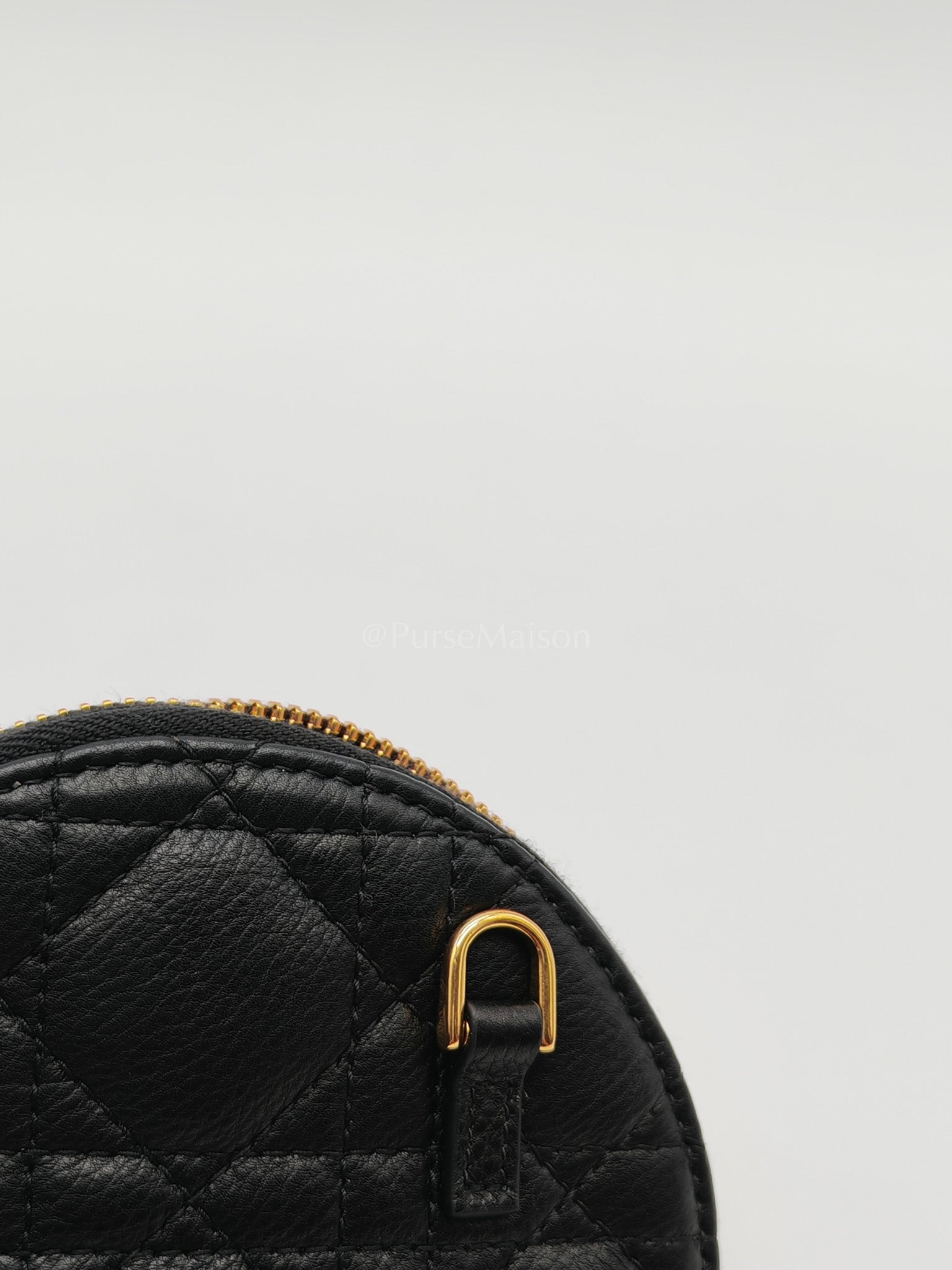 Caro Round Pouch in Black Cannage Calfskin Leather Chain Bag | Purse Maison Luxury Bags Shop