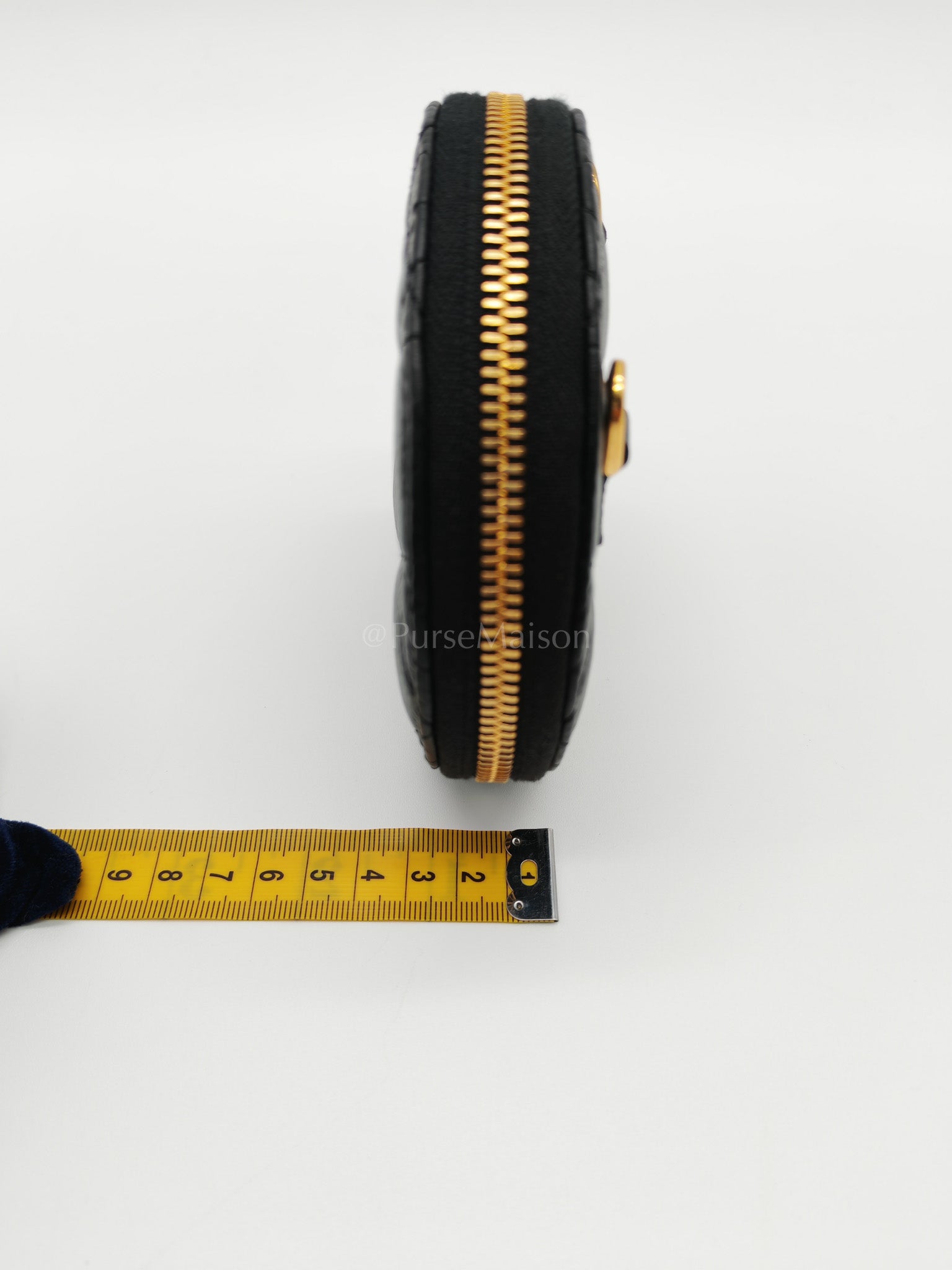 Caro Round Pouch in Black Cannage Calfskin Leather Chain Bag | Purse Maison Luxury Bags Shop