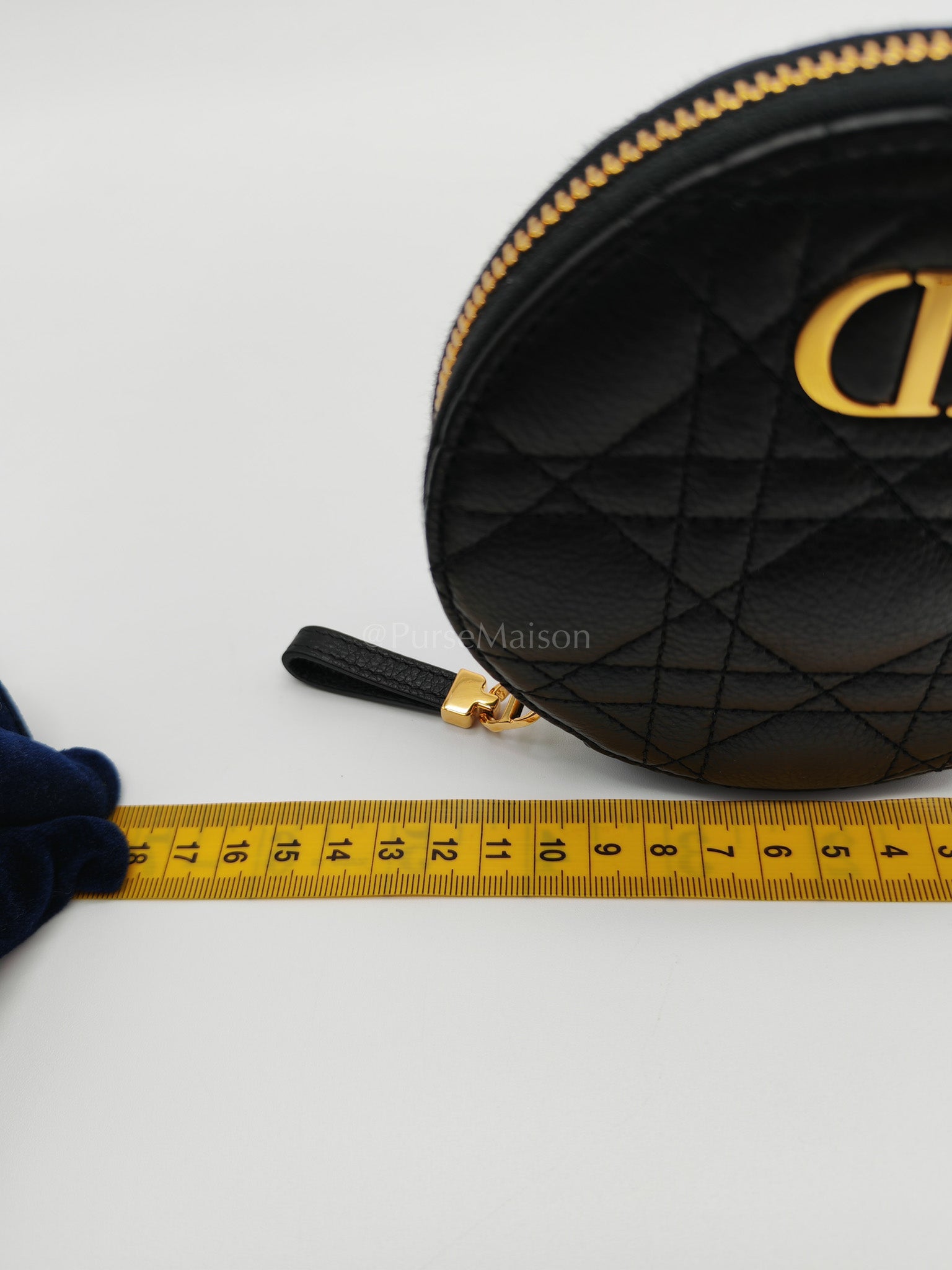 Caro Round Pouch in Black Cannage Calfskin Leather Chain Bag | Purse Maison Luxury Bags Shop