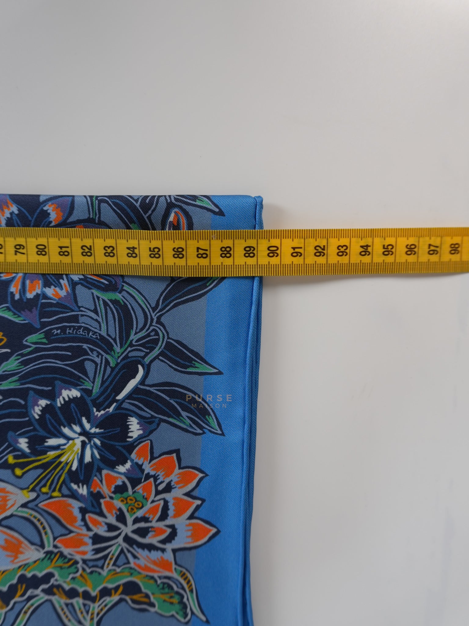 Carre Double Face Blue Silk 90cm Scarf | Purse Maison Luxury Bags Shop