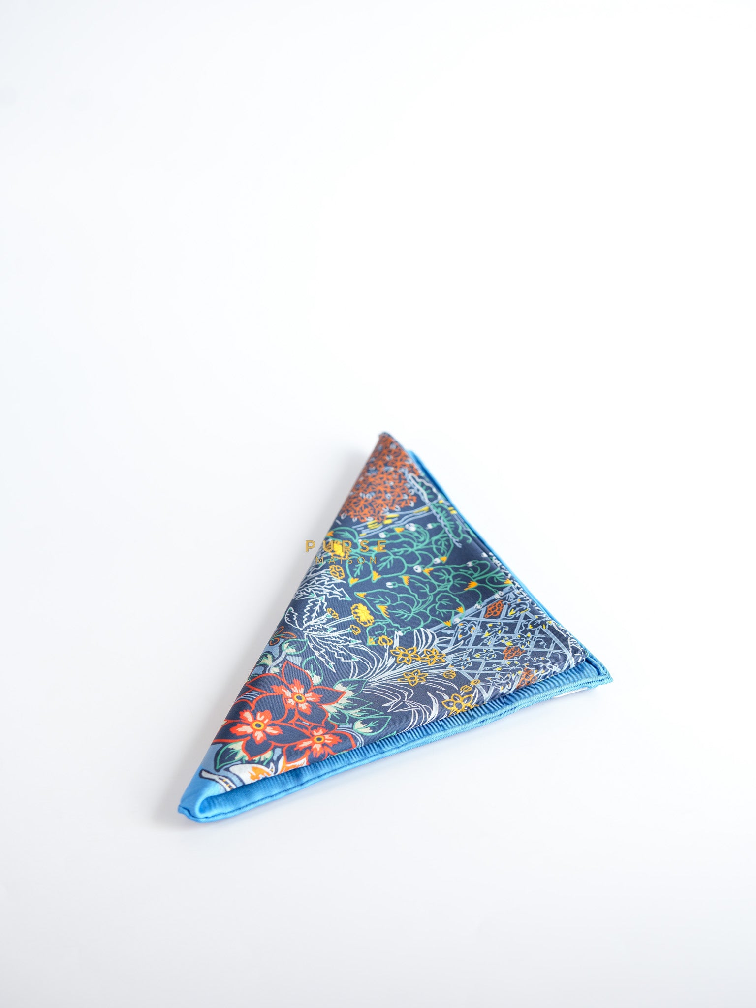 Carre Double Face Blue Silk 90cm Scarf | Purse Maison Luxury Bags Shop