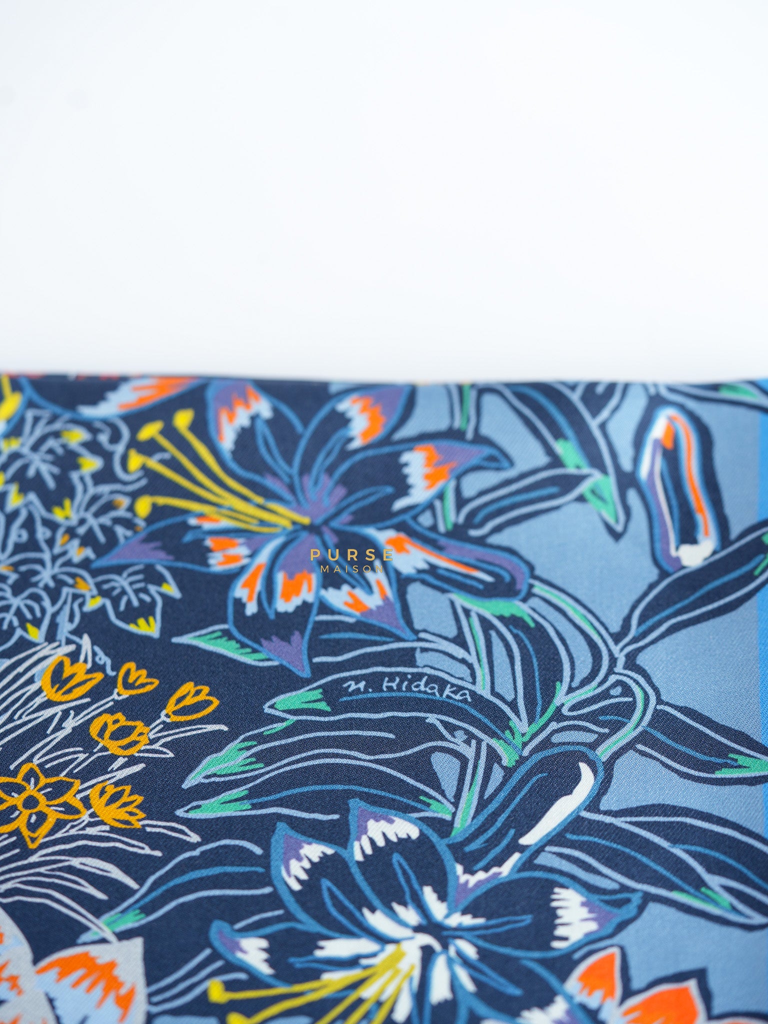 Carre Double Face Blue Silk 90cm Scarf | Purse Maison Luxury Bags Shop