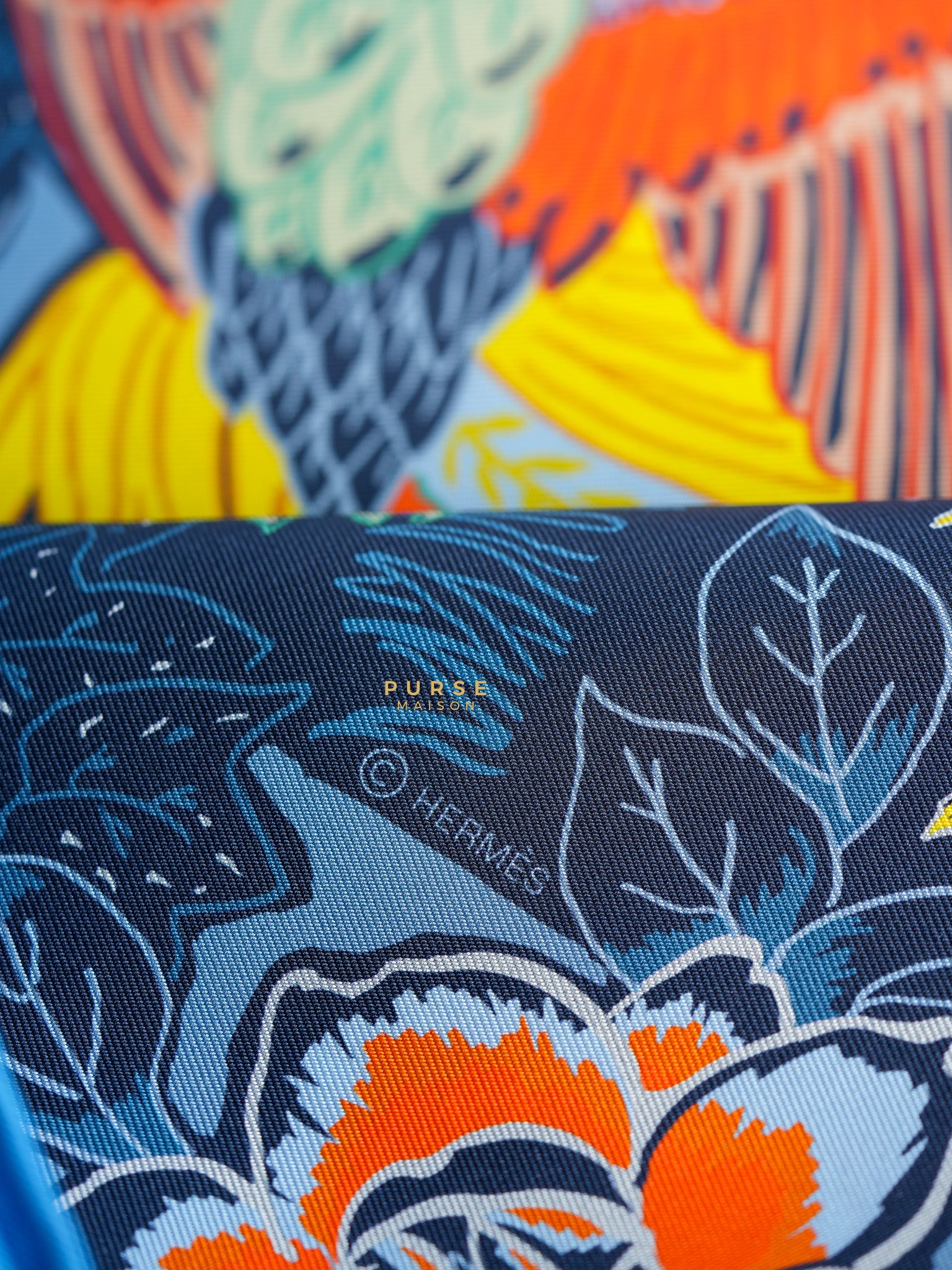 Carre Double Face Blue Silk 90cm Scarf | Purse Maison Luxury Bags Shop