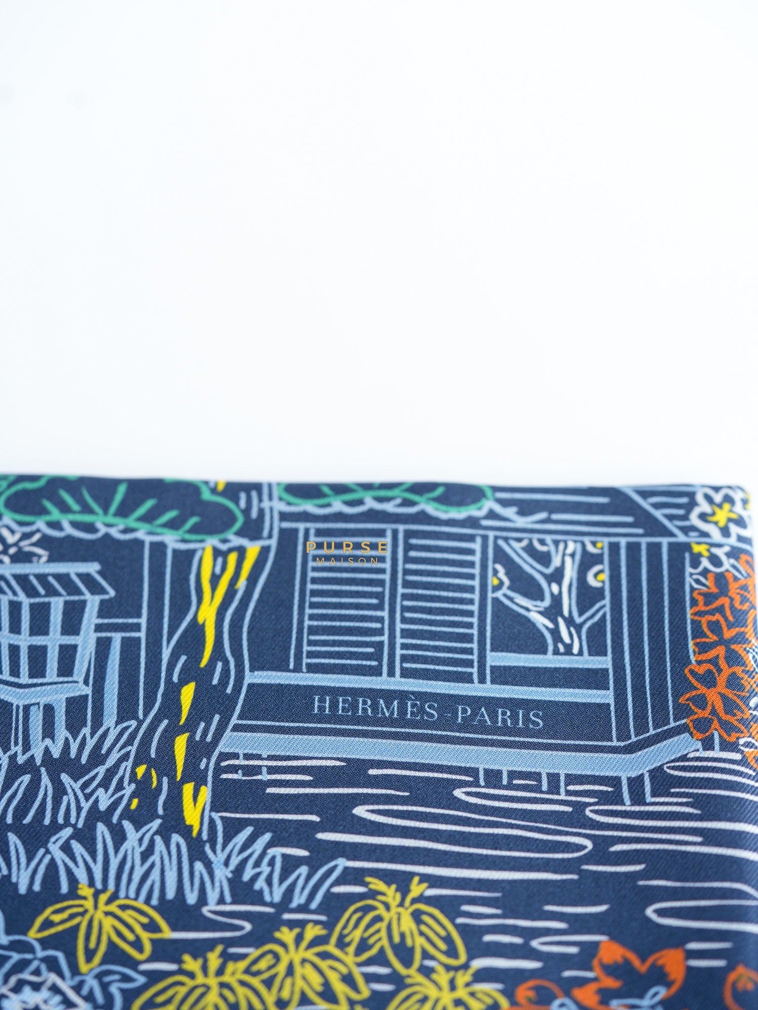 Carre Double Face Blue Silk 90cm Scarf | Purse Maison Luxury Bags Shop