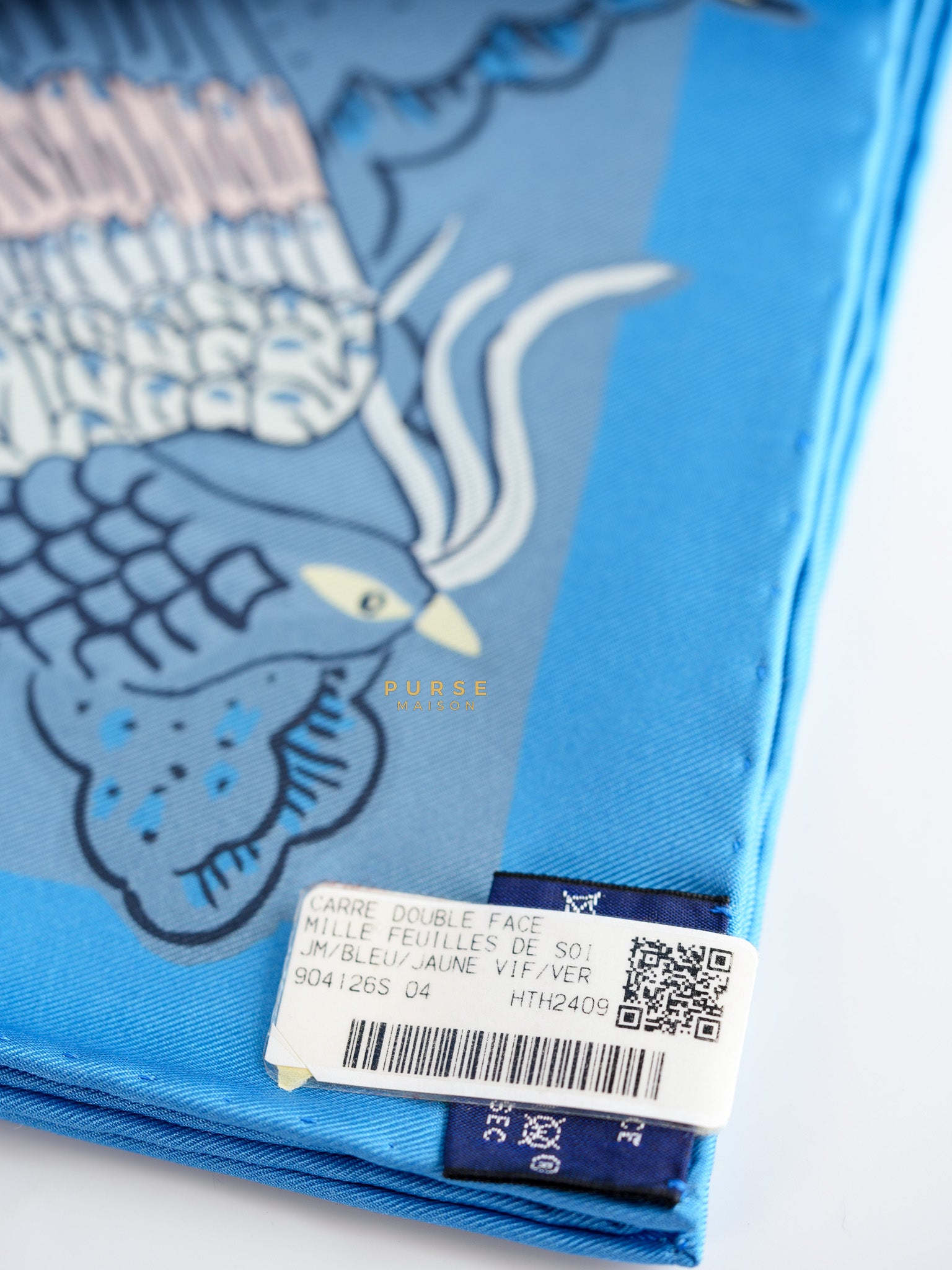 Carre Double Face Blue Silk 90cm Scarf | Purse Maison Luxury Bags Shop