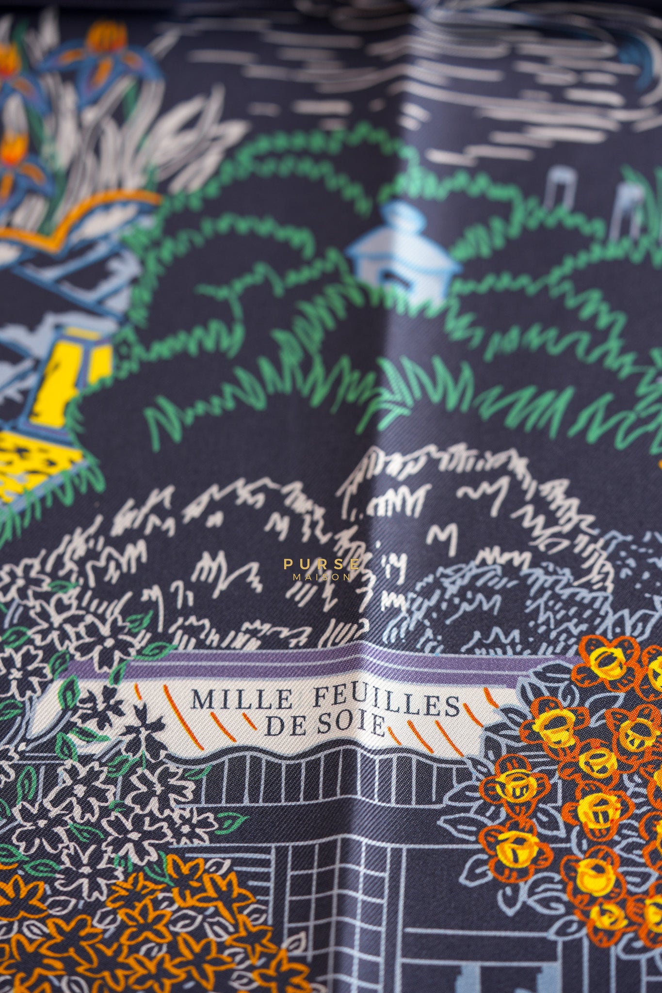 Carre Double Face Blue Silk 90cm Scarf | Purse Maison Luxury Bags Shop