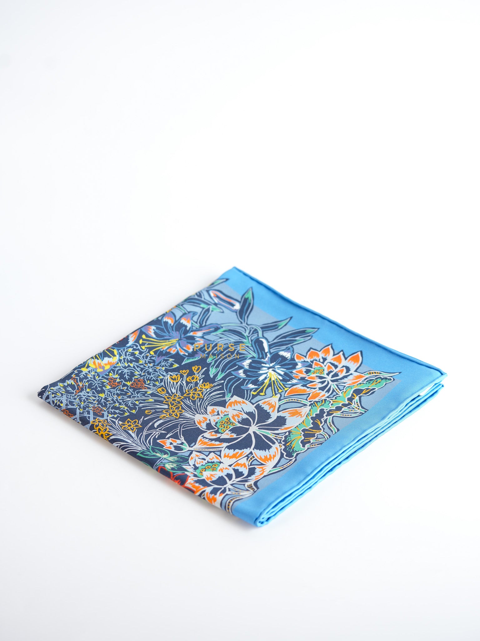 Carre Double Face Blue Silk 90cm Scarf | Purse Maison Luxury Bags Shop