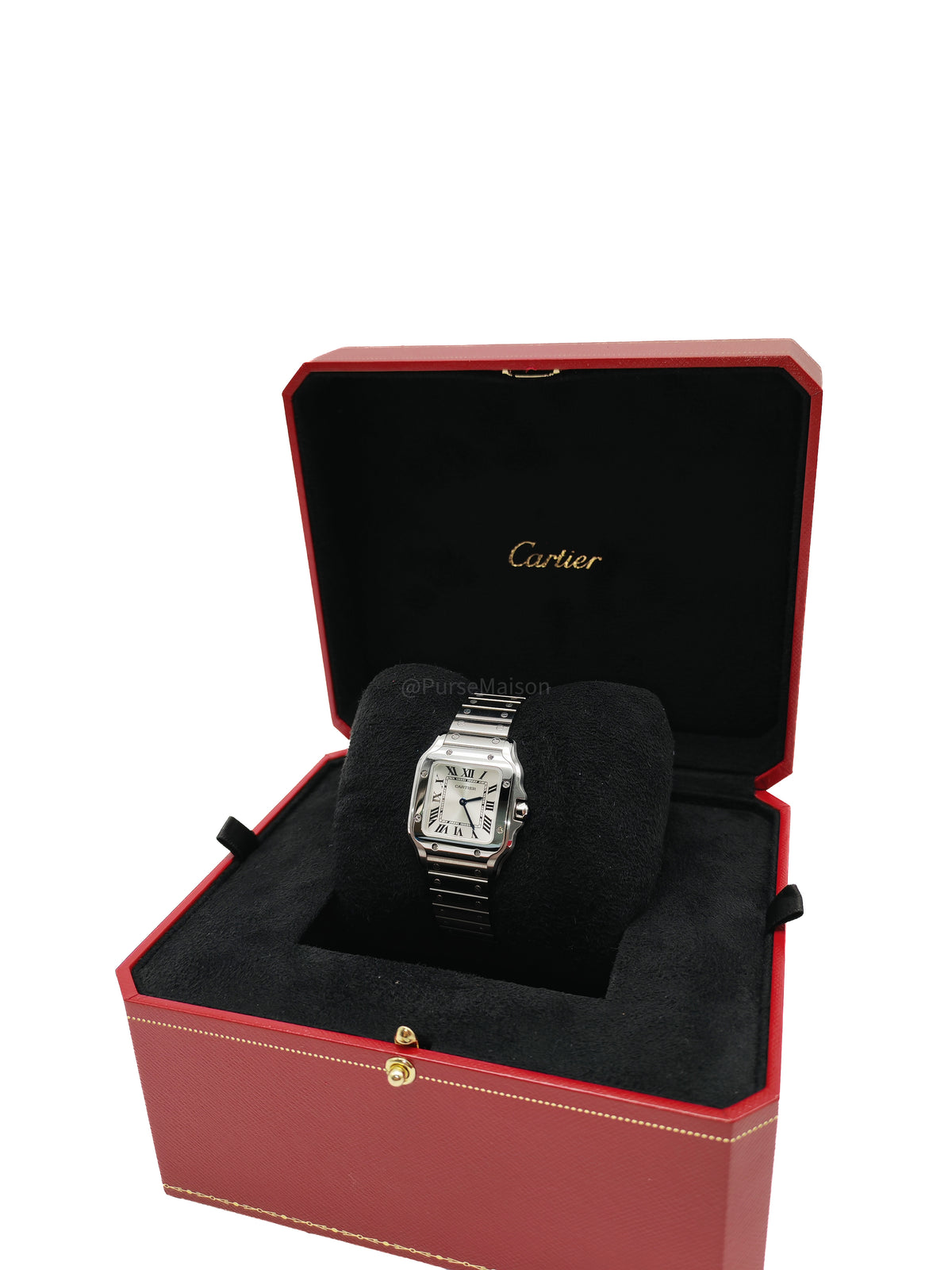 Cartier Santos De Cartier Small Reference No. WSSA0082 Silver Stainless Steel Watch | Purse Maison Luxury Bags Shop