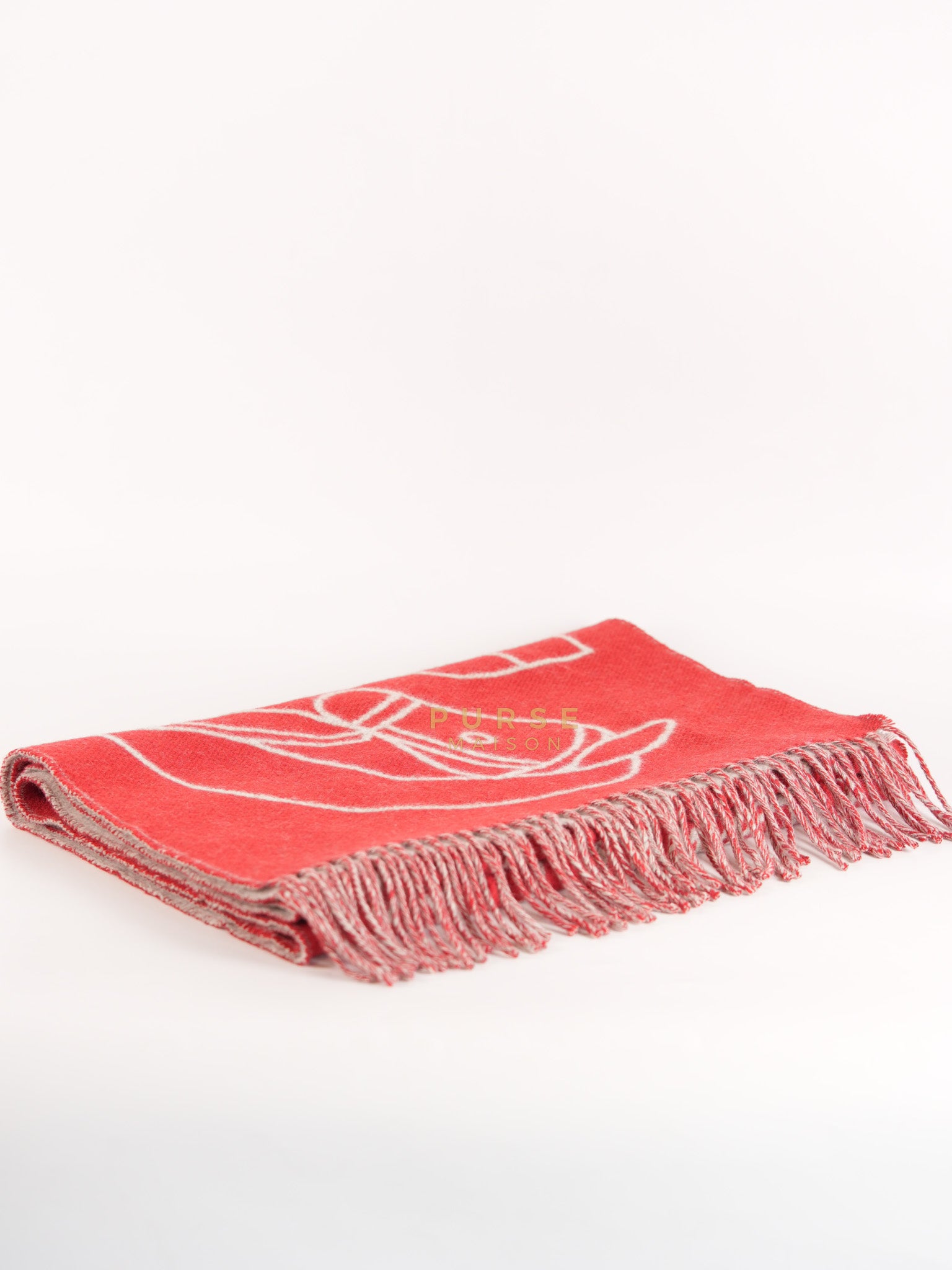 Casaque Entrelacs Equestres muffler in Red Cashmere | Purse Maison Luxury Bags Shop