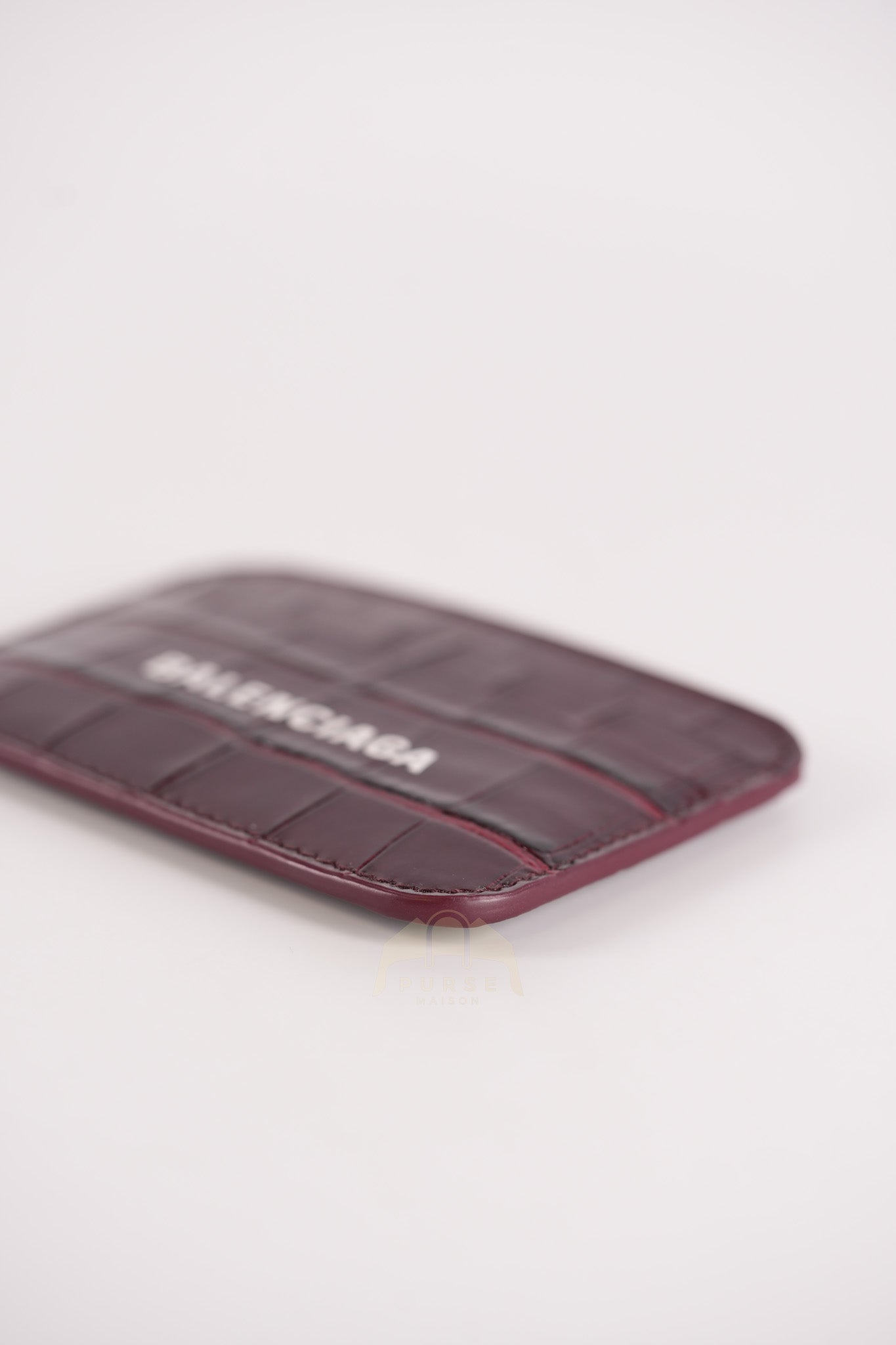 Cash Card Holder in Burgundy Shiny Crocodile Leather | Purse Maison Luxury Bags Shop
