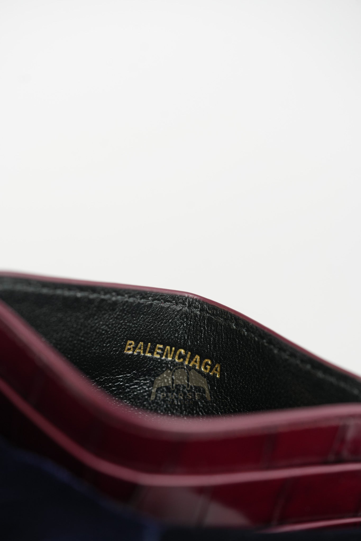 Cash Card Holder in Burgundy Shiny Crocodile Leather | Purse Maison Luxury Bags Shop