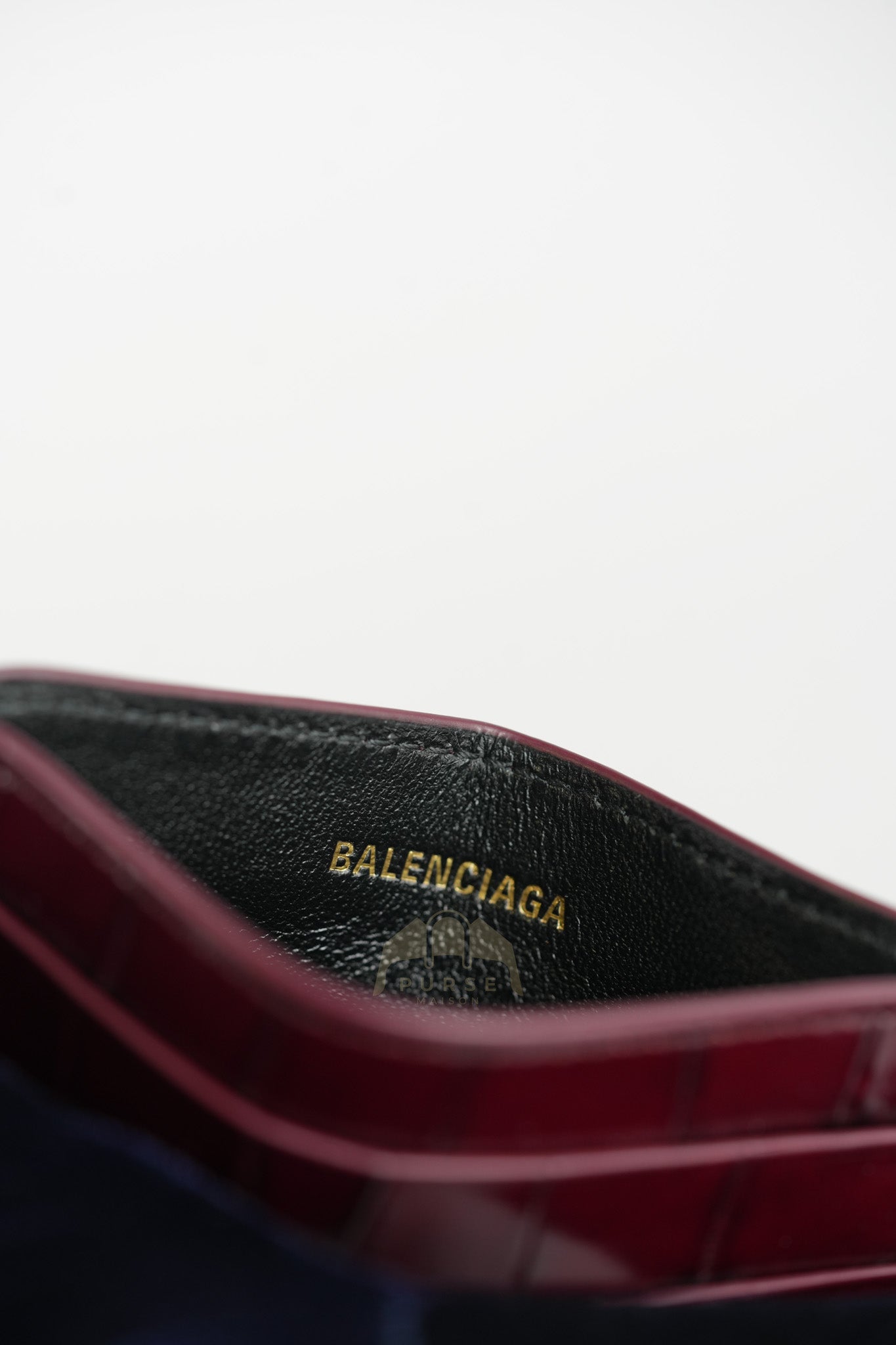 Cash Card Holder in Burgundy Shiny Crocodile Leather | Purse Maison Luxury Bags Shop