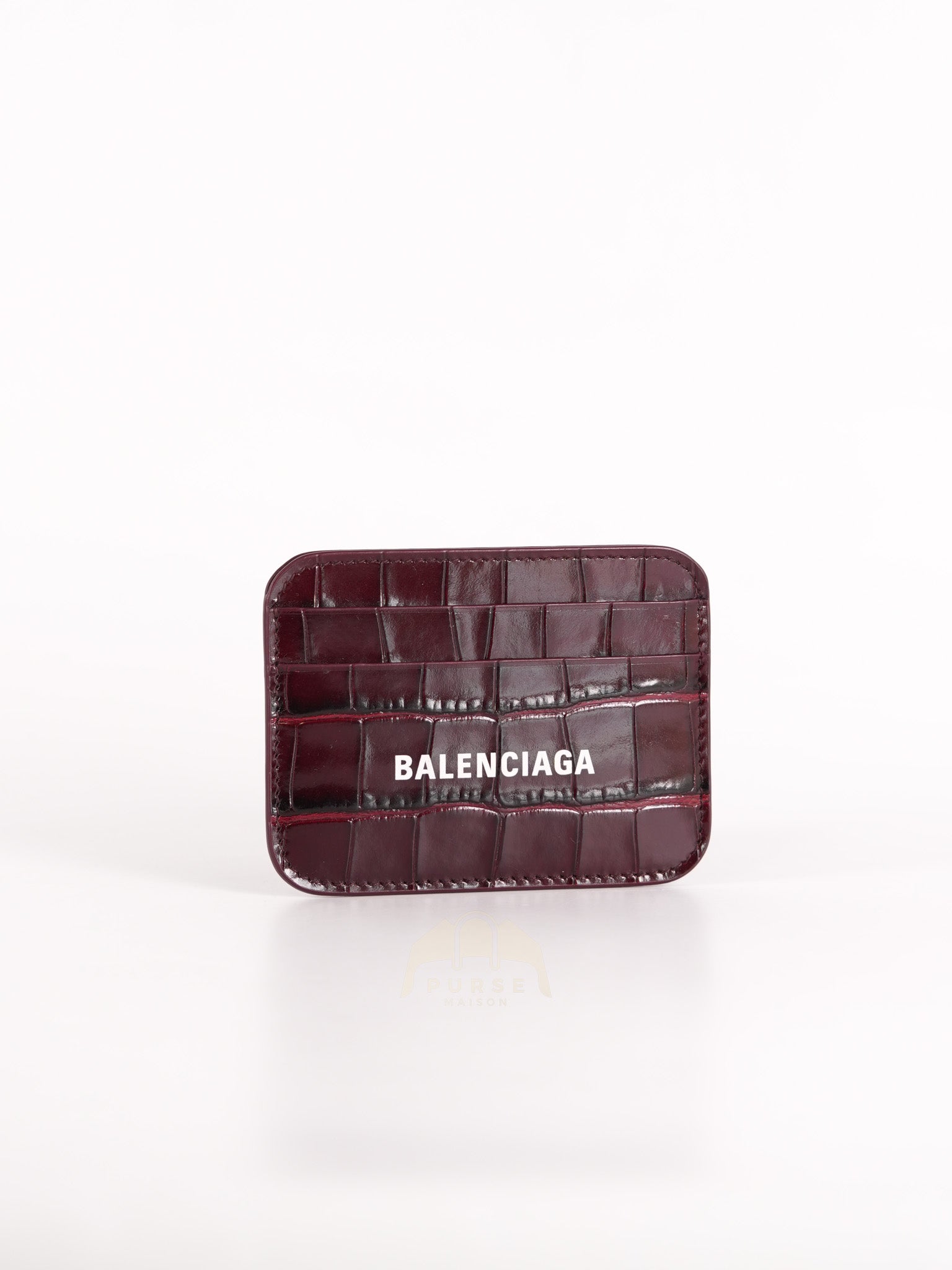 Cash Card Holder in Burgundy Shiny Crocodile Leather | Purse Maison Luxury Bags Shop